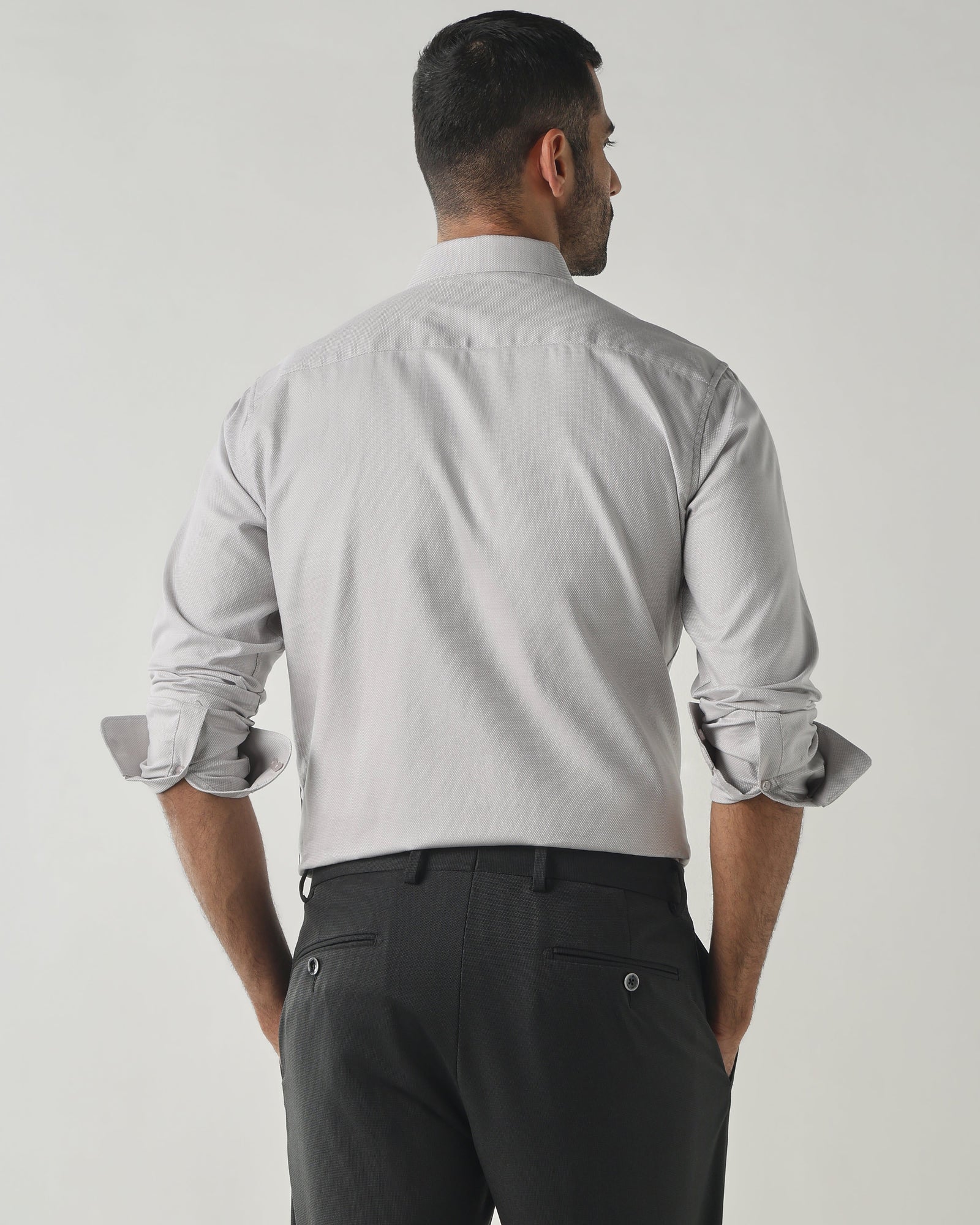 Lt Grey Slim Fit Fashion Formal Shirts