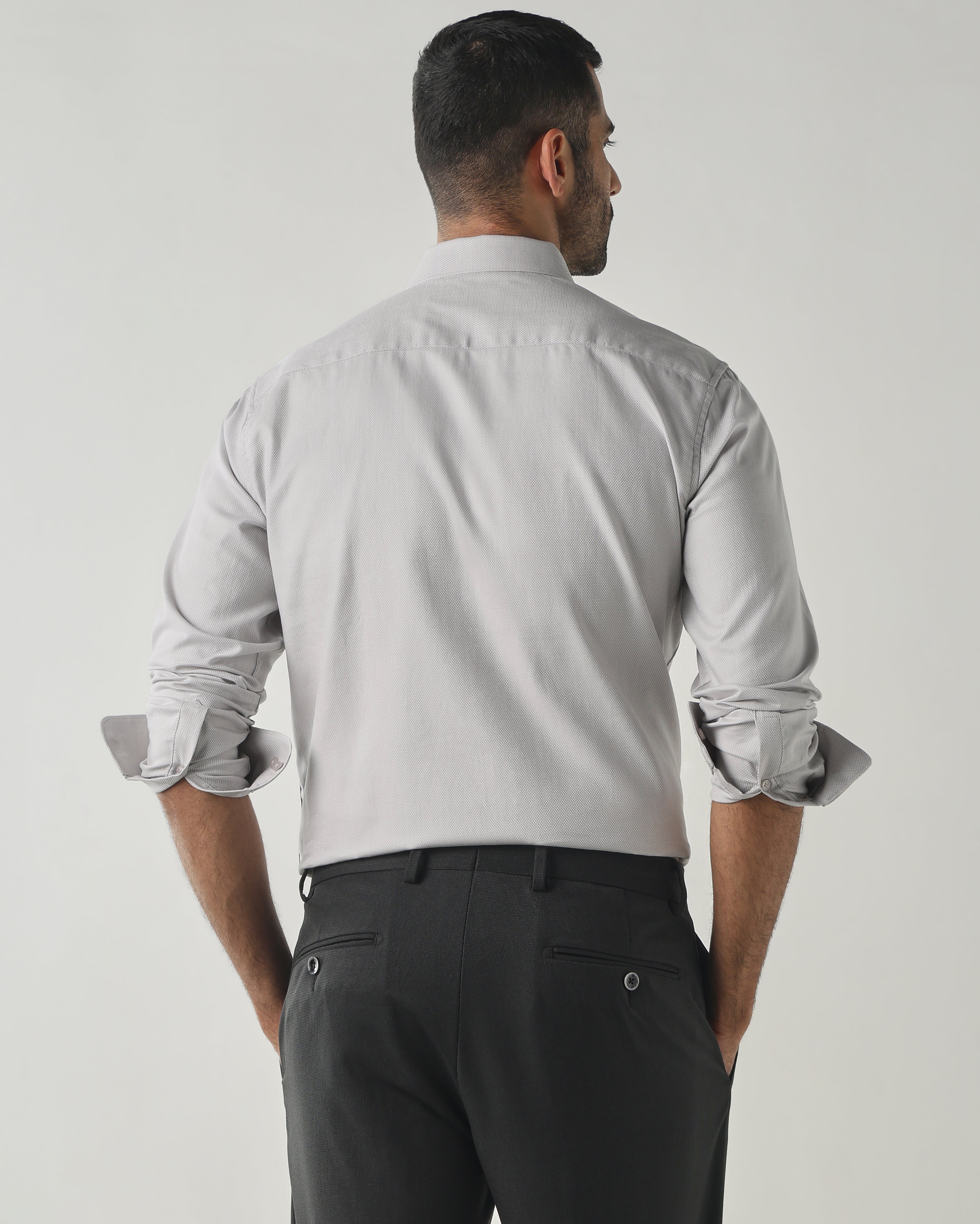 Lt Grey Slim Fit Fashion Formal Shirts