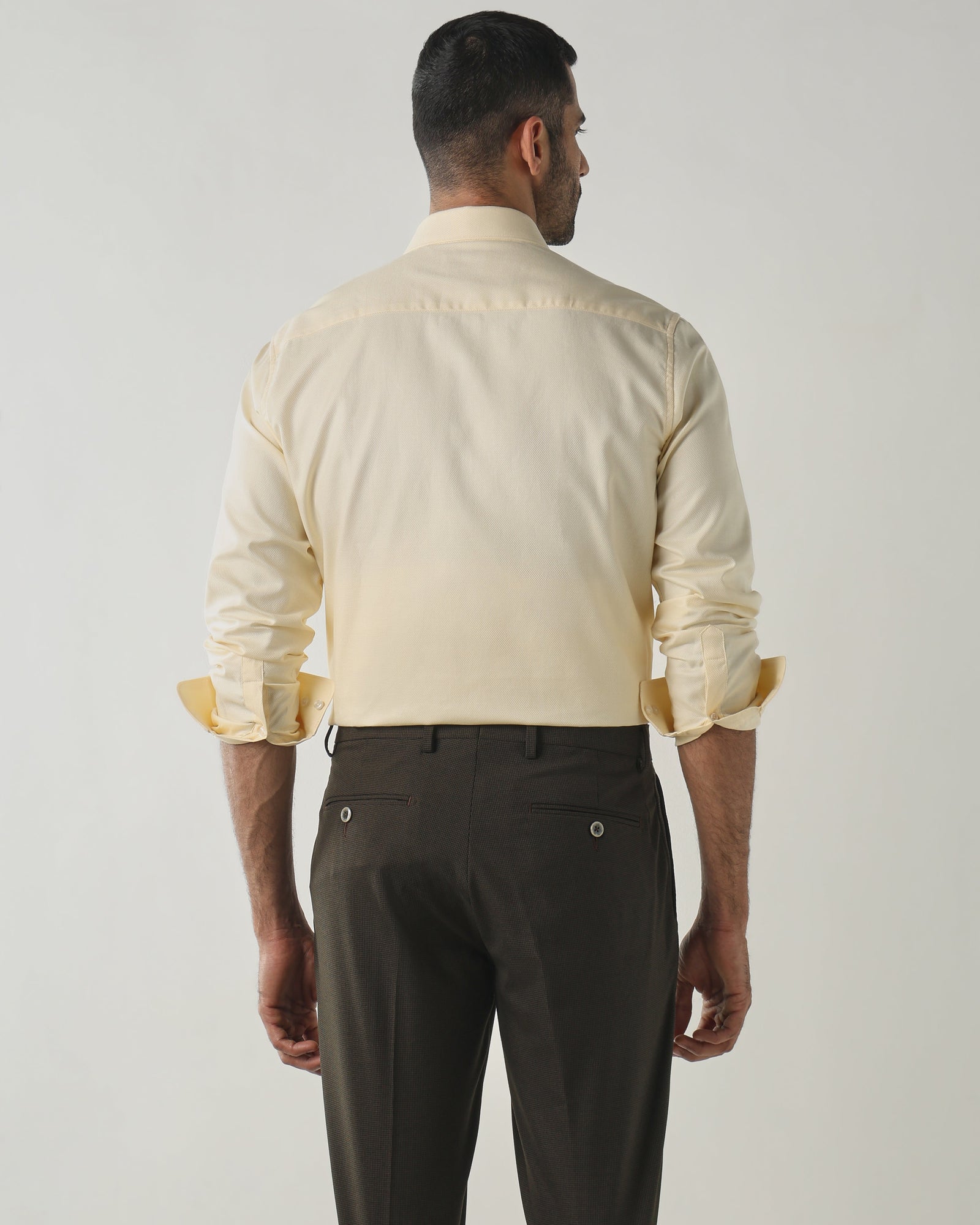 Lt Yellow Slim Fit Fashion Formal Shirts