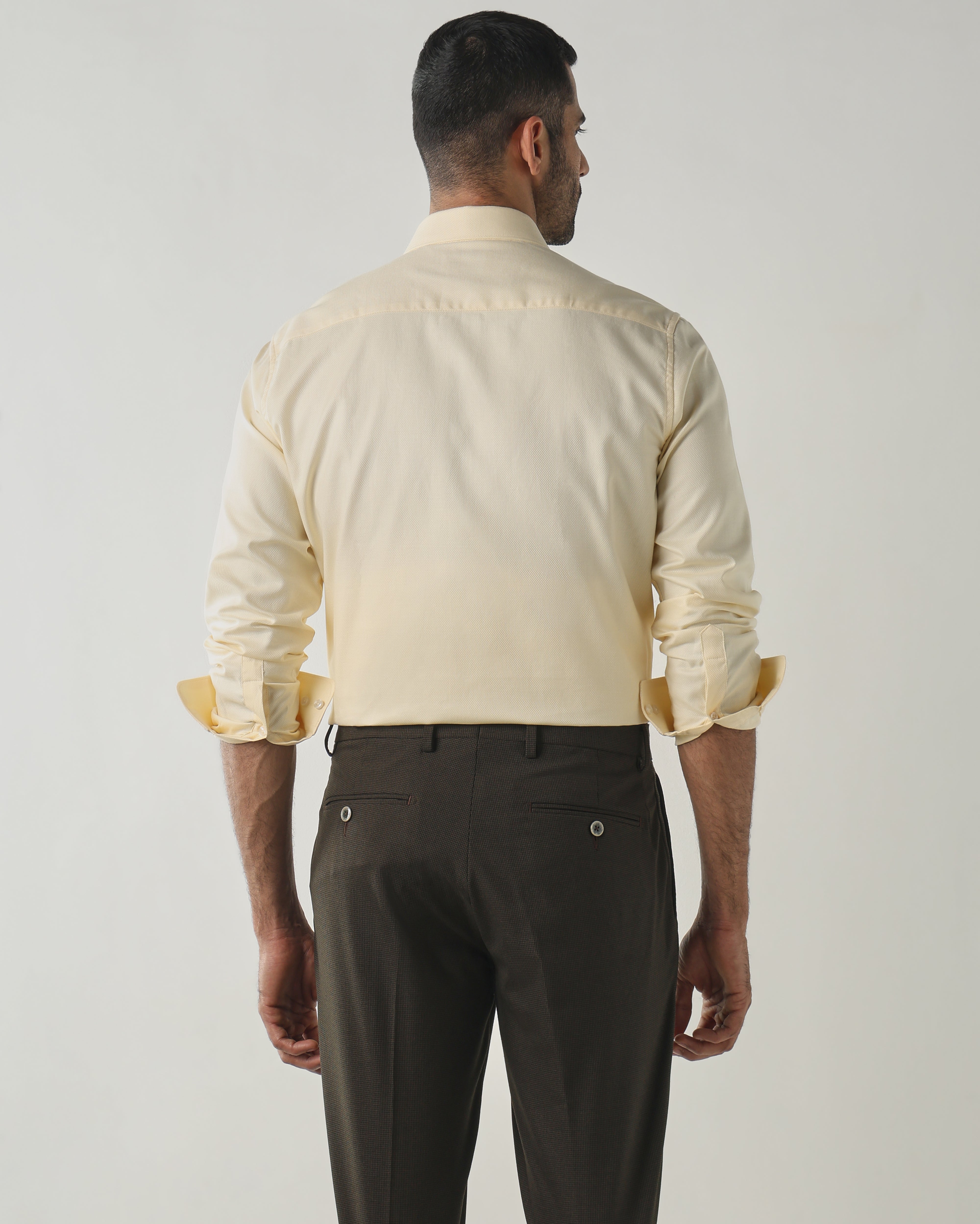 Lt Yellow Slim Fit Fashion Formal Shirts