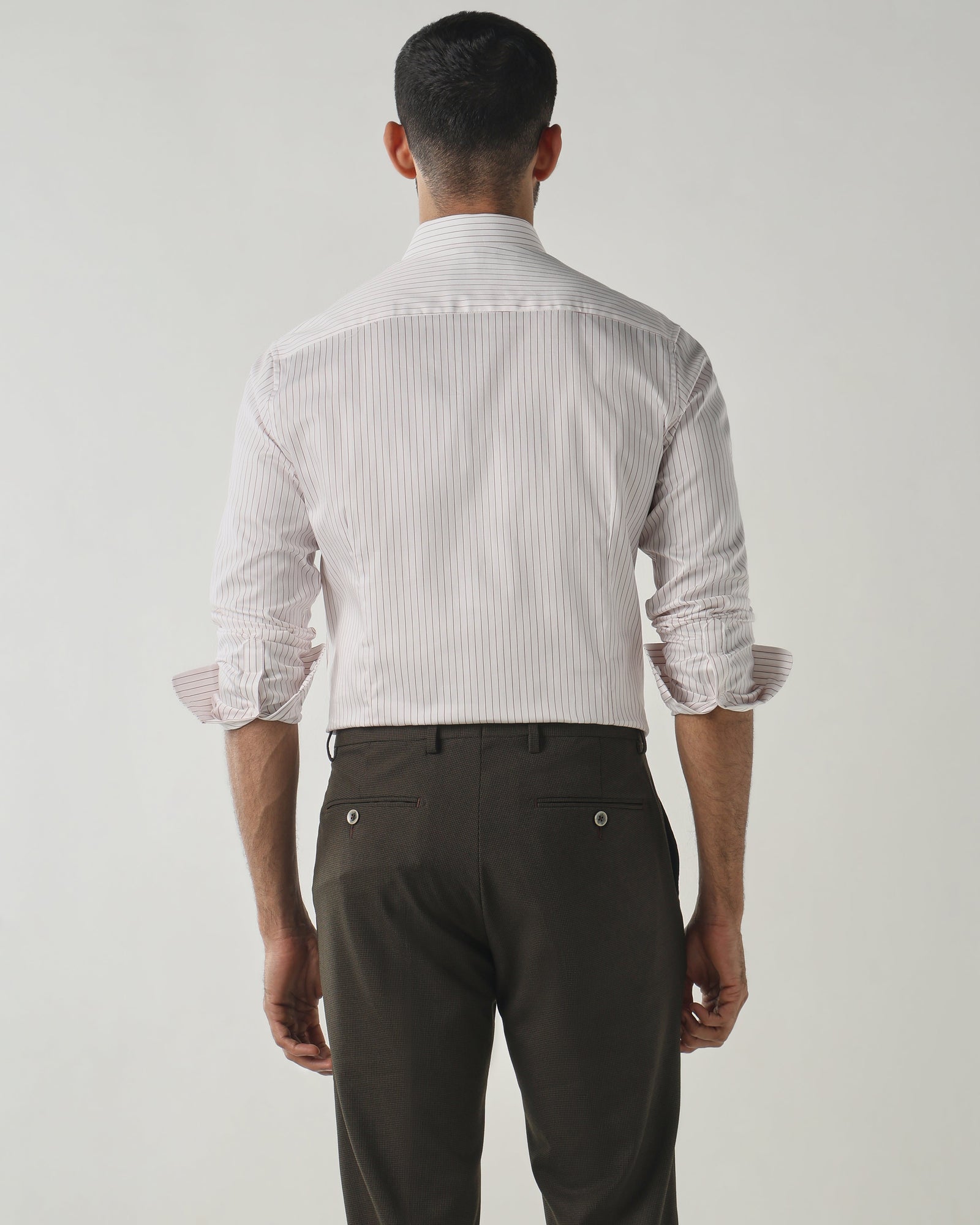 White/Maroon Slim Fit Fashion Formal Shirts