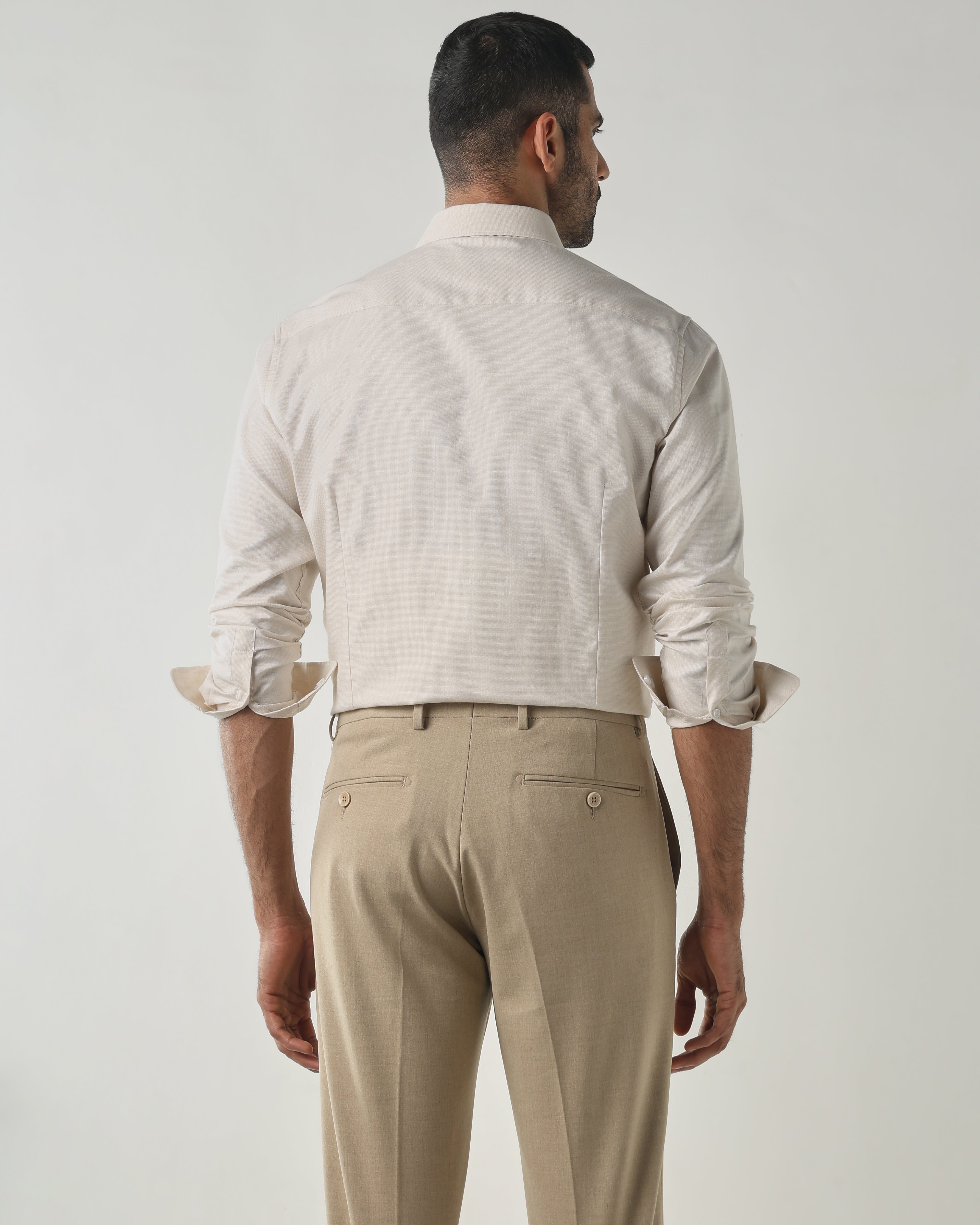 Beige Slim Fit Formal Essential Shirts