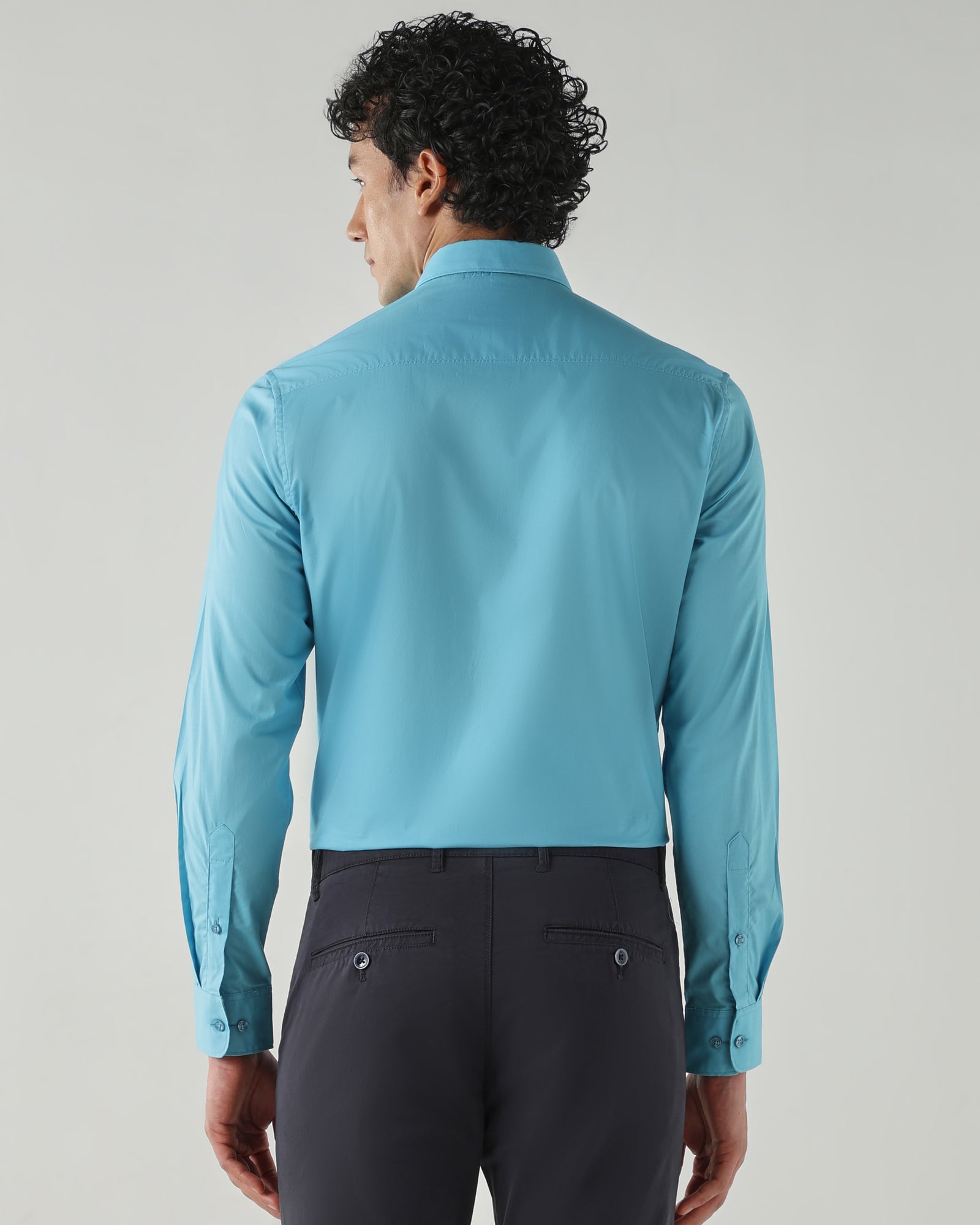 Men Slim Fit Shirts Aqua
