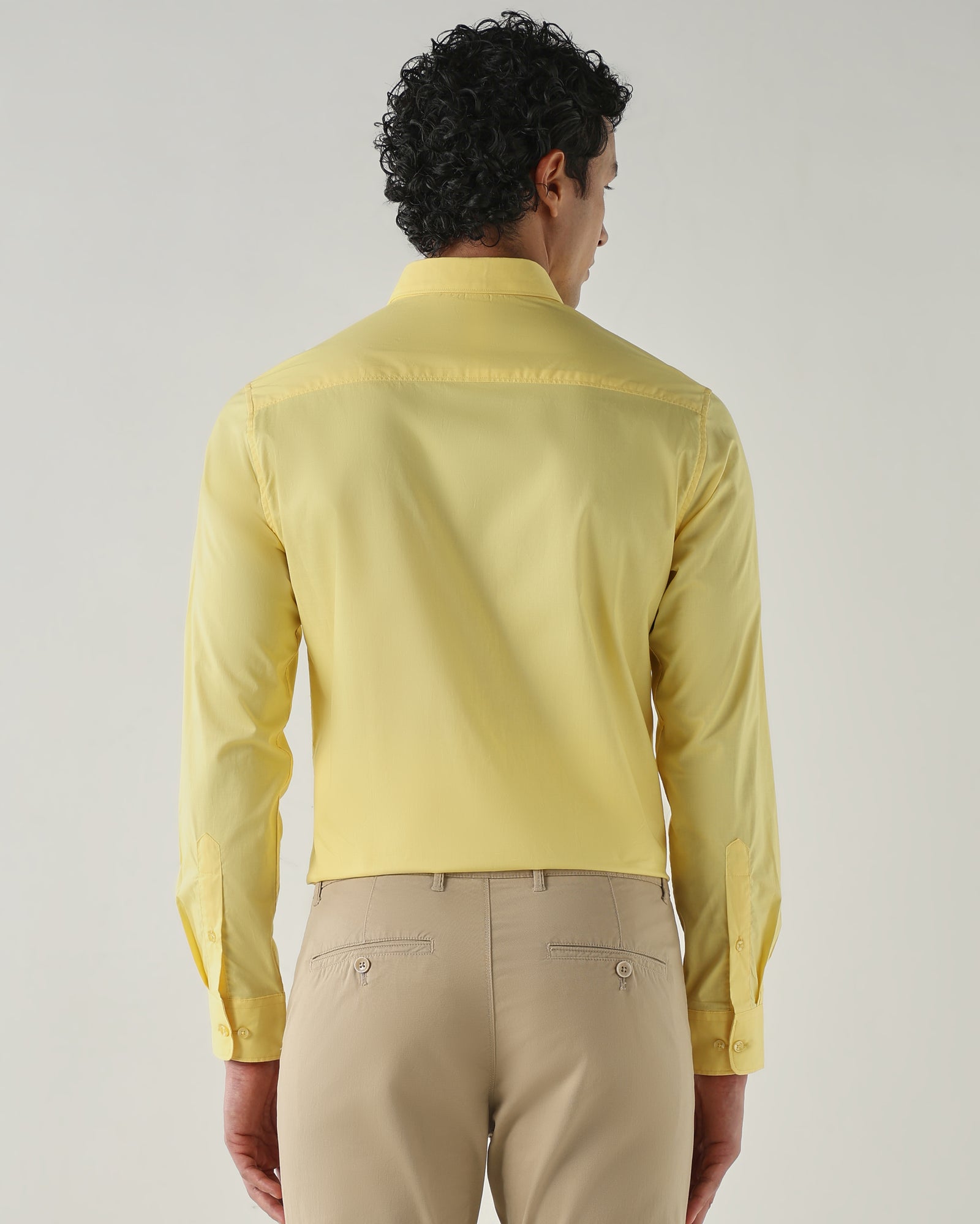 Men Slim Fit Shirts Yellow