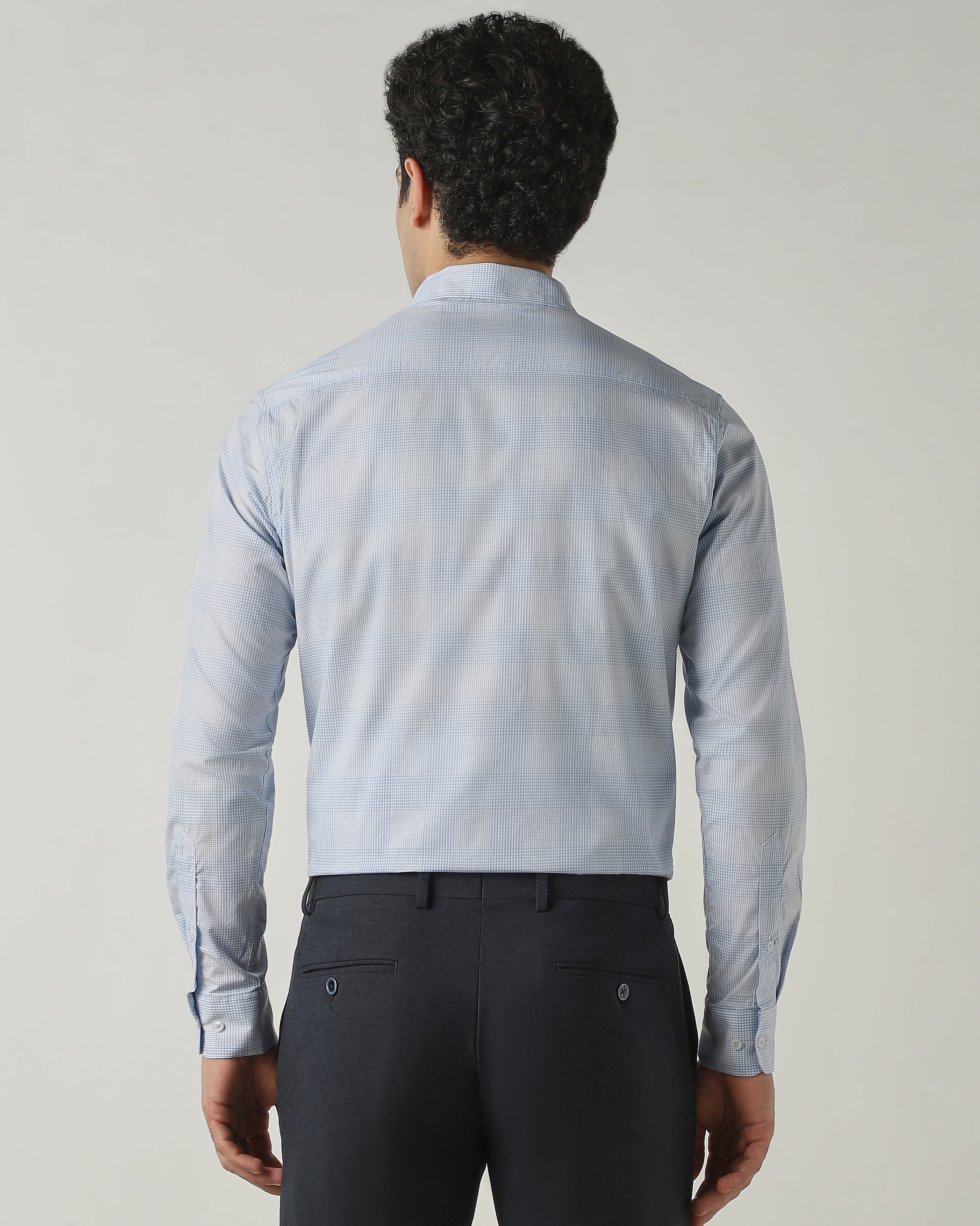 Shirt Blue/White Slim Fit 100% Cotton