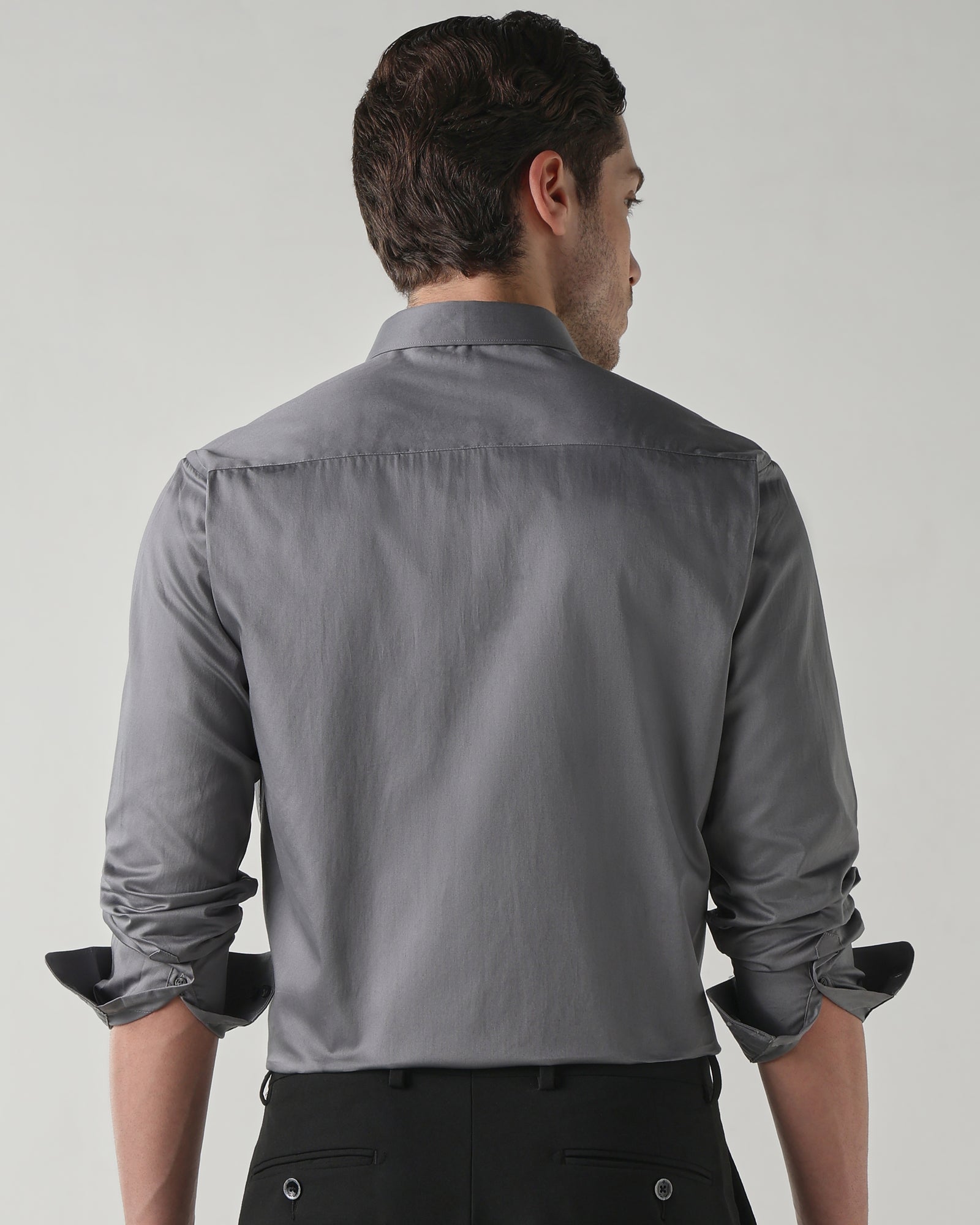 Men Slim Fit Shirt Grey