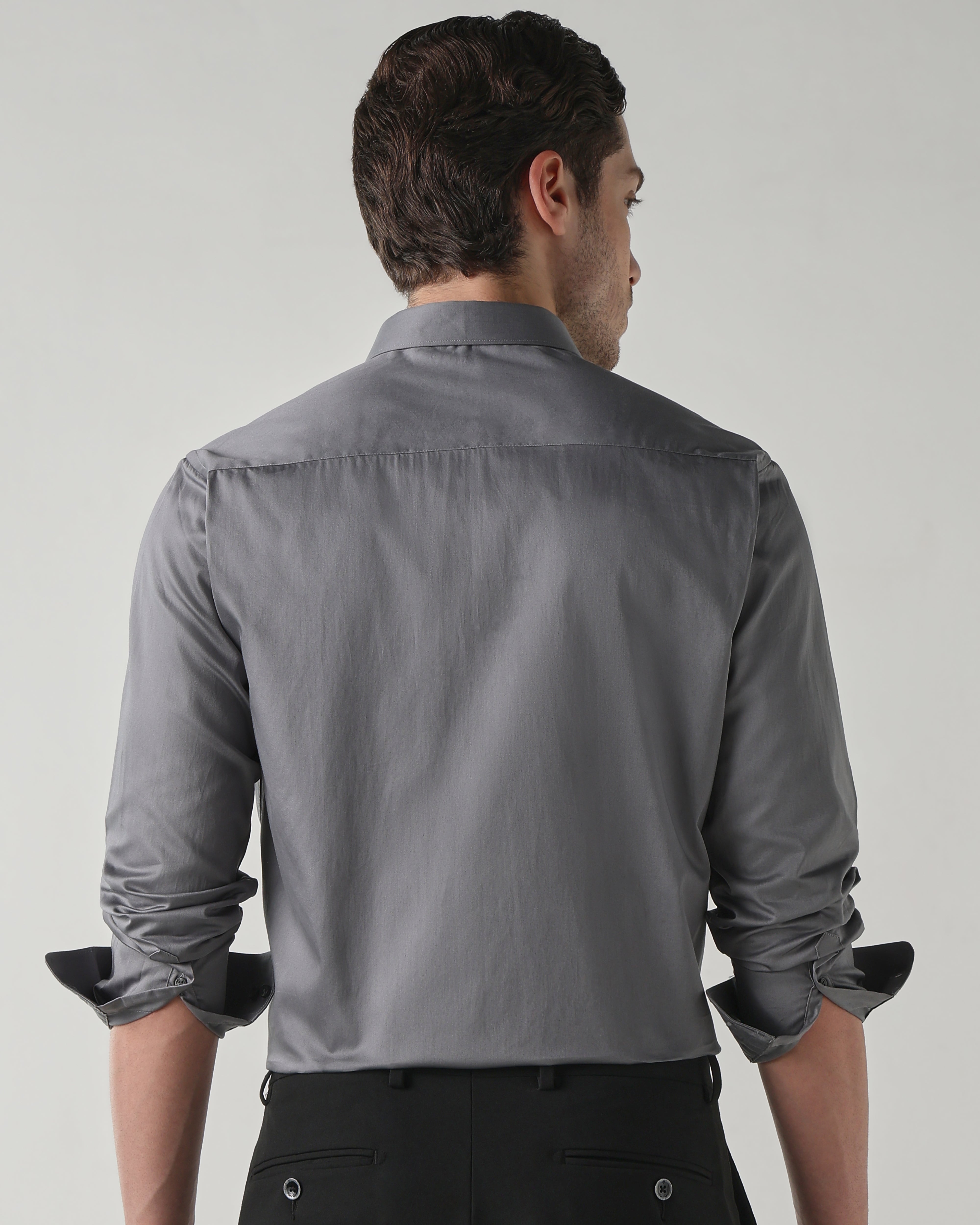 Men Slim Fit Shirt Grey