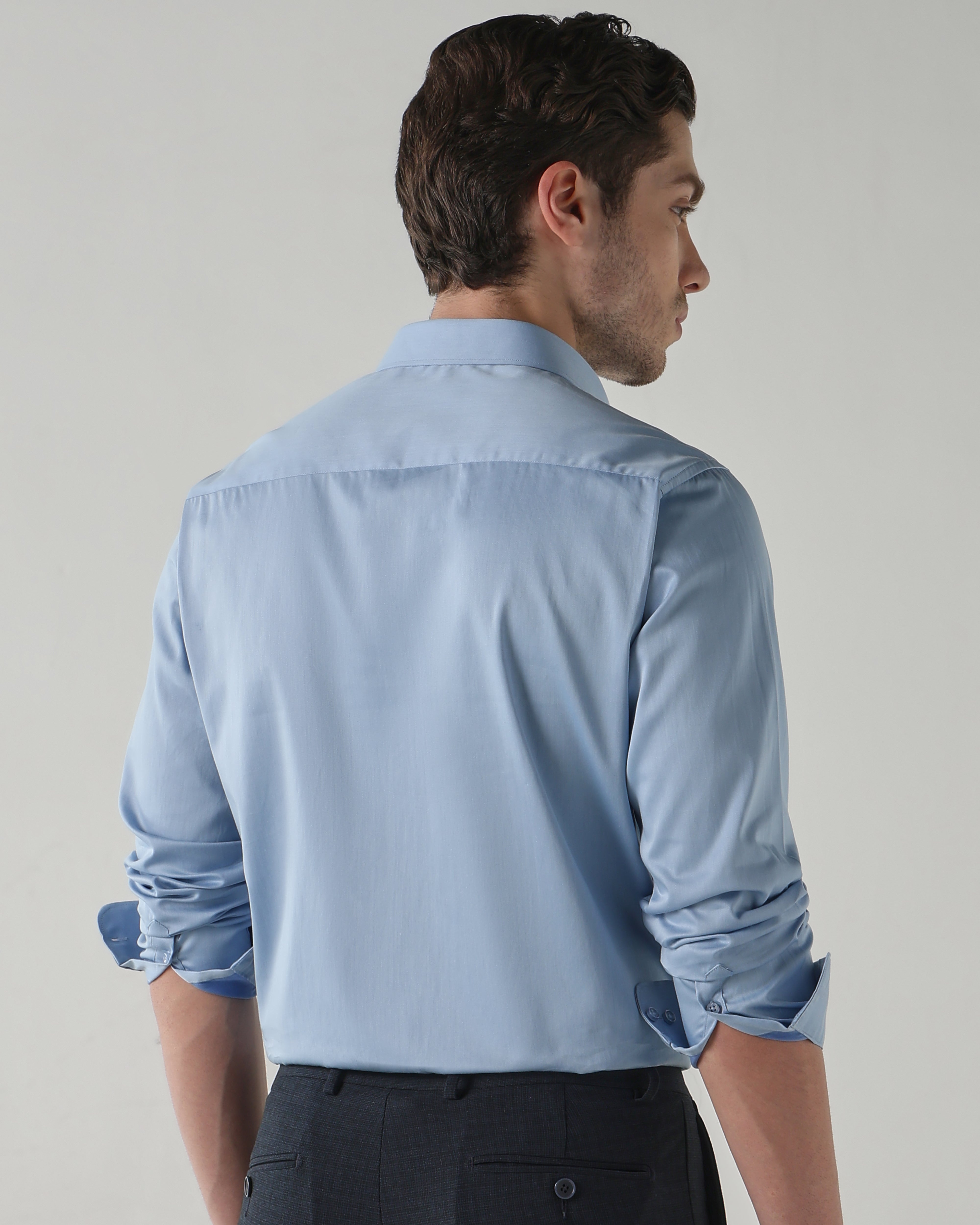Men Slim Fit Shirt Sky Blue