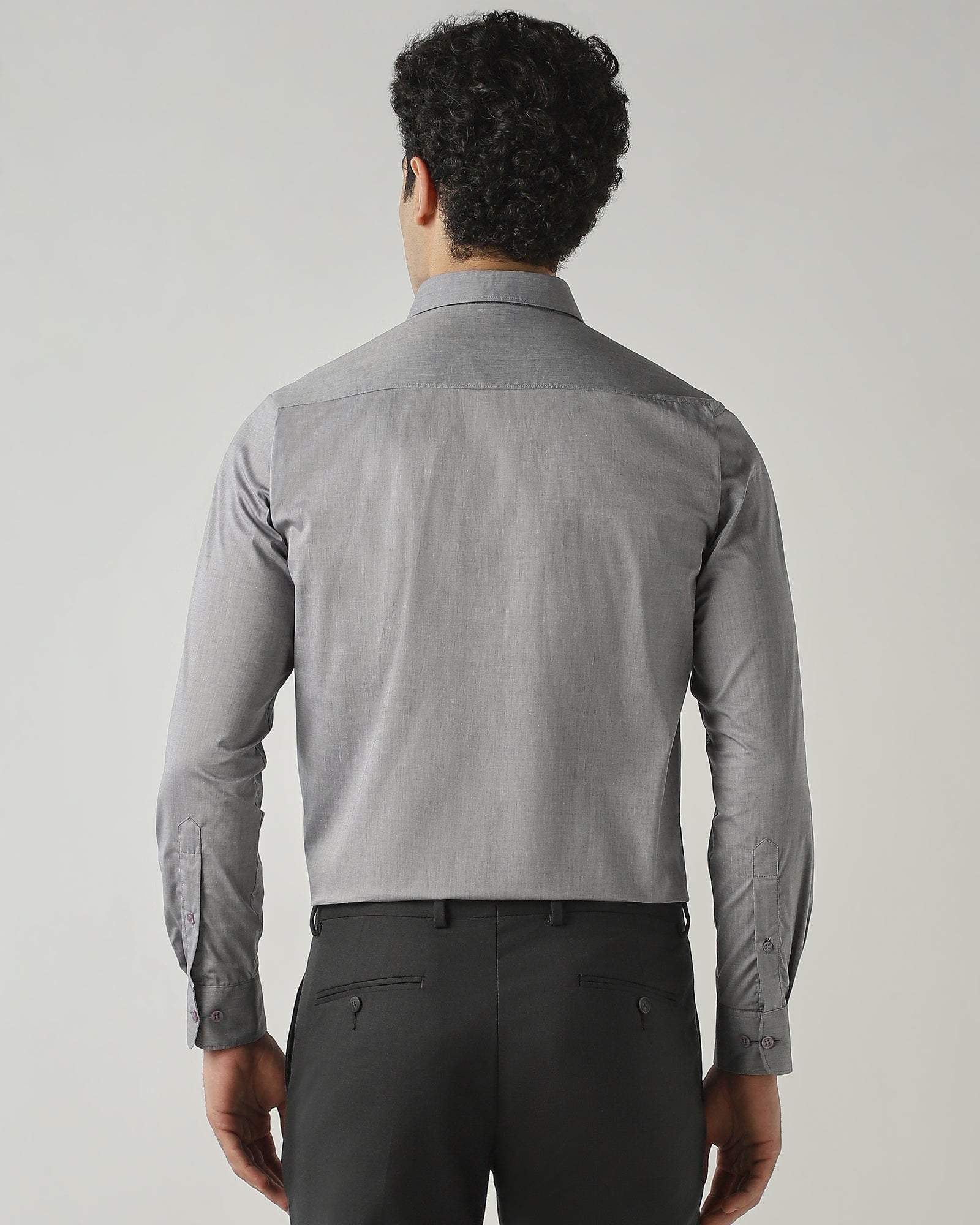 Shirt Lt Grey Slim Fit 100% Cotton