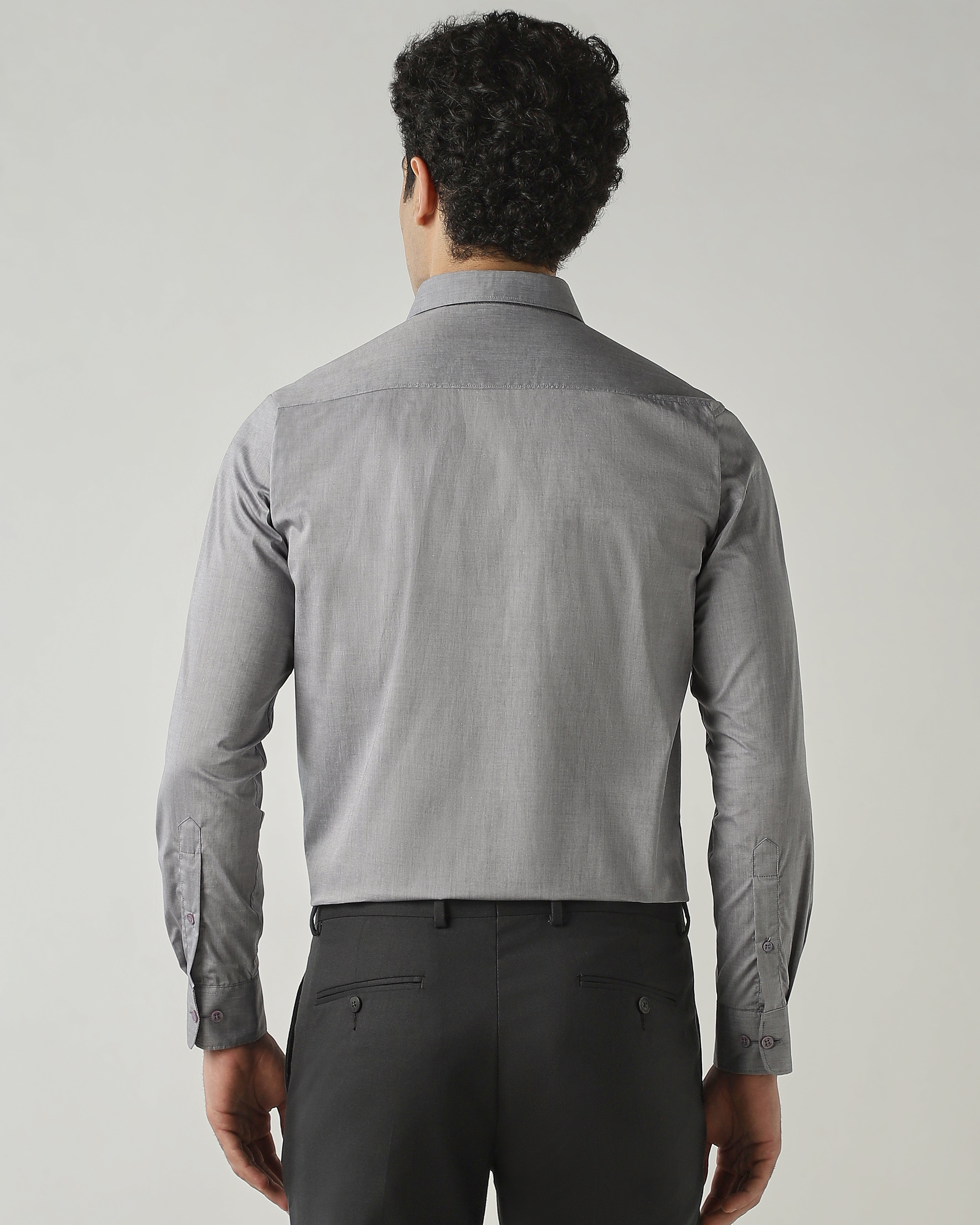 Shirt Lt Grey Slim Fit 100% Cotton