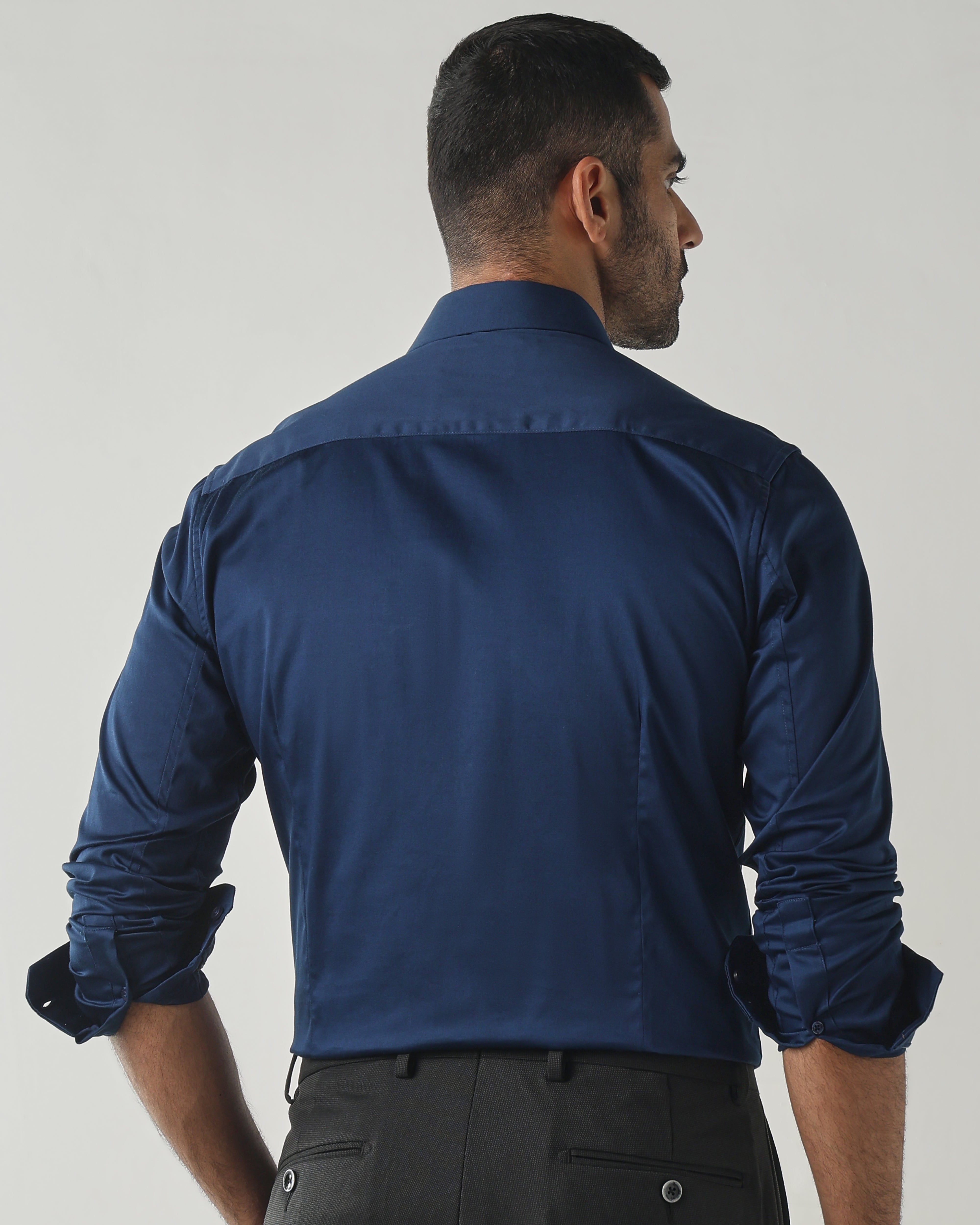 Mid Night Blue Slim fit Fashion Formal Shirts