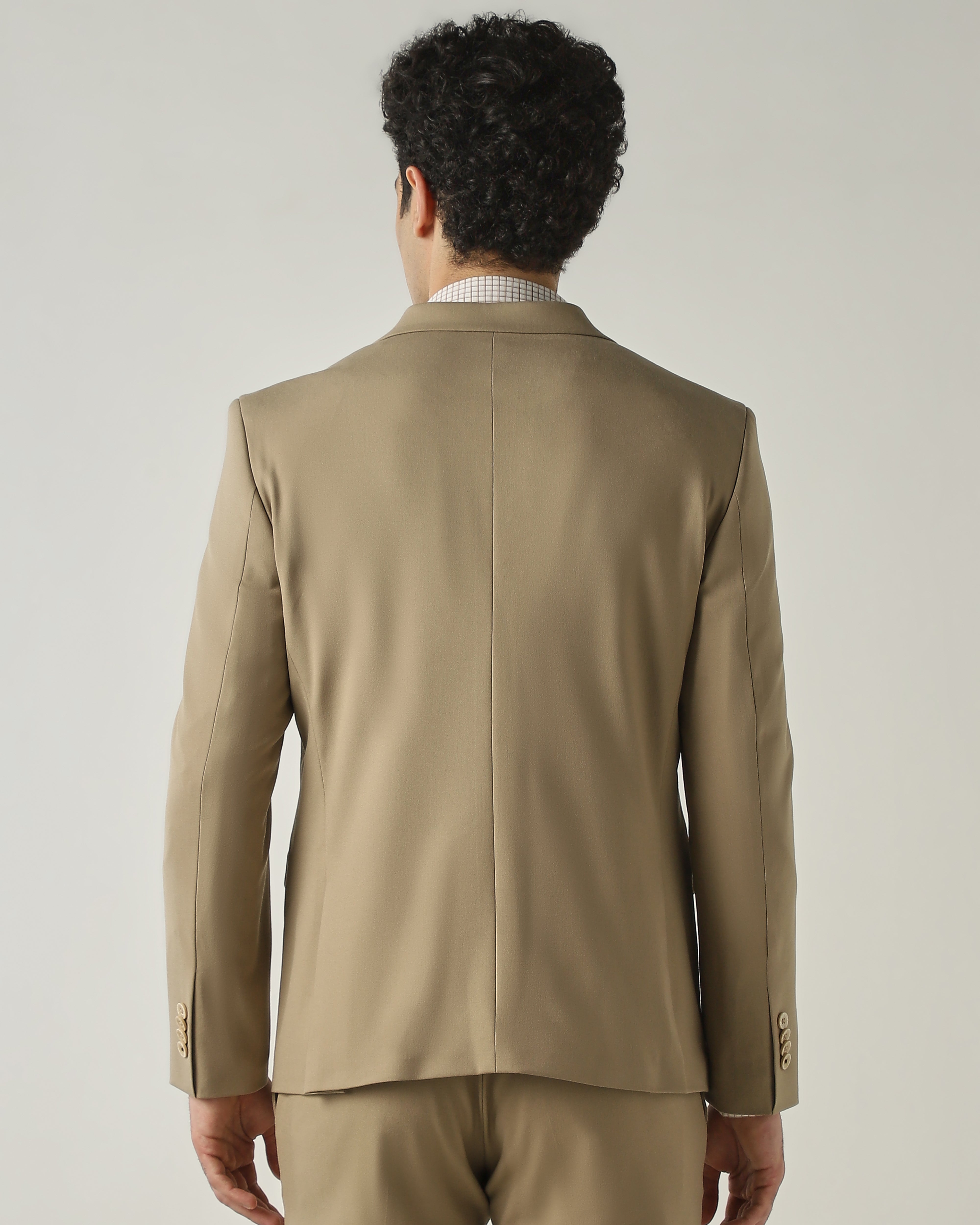 Blazer Beige Tailor Fit Polyviscose