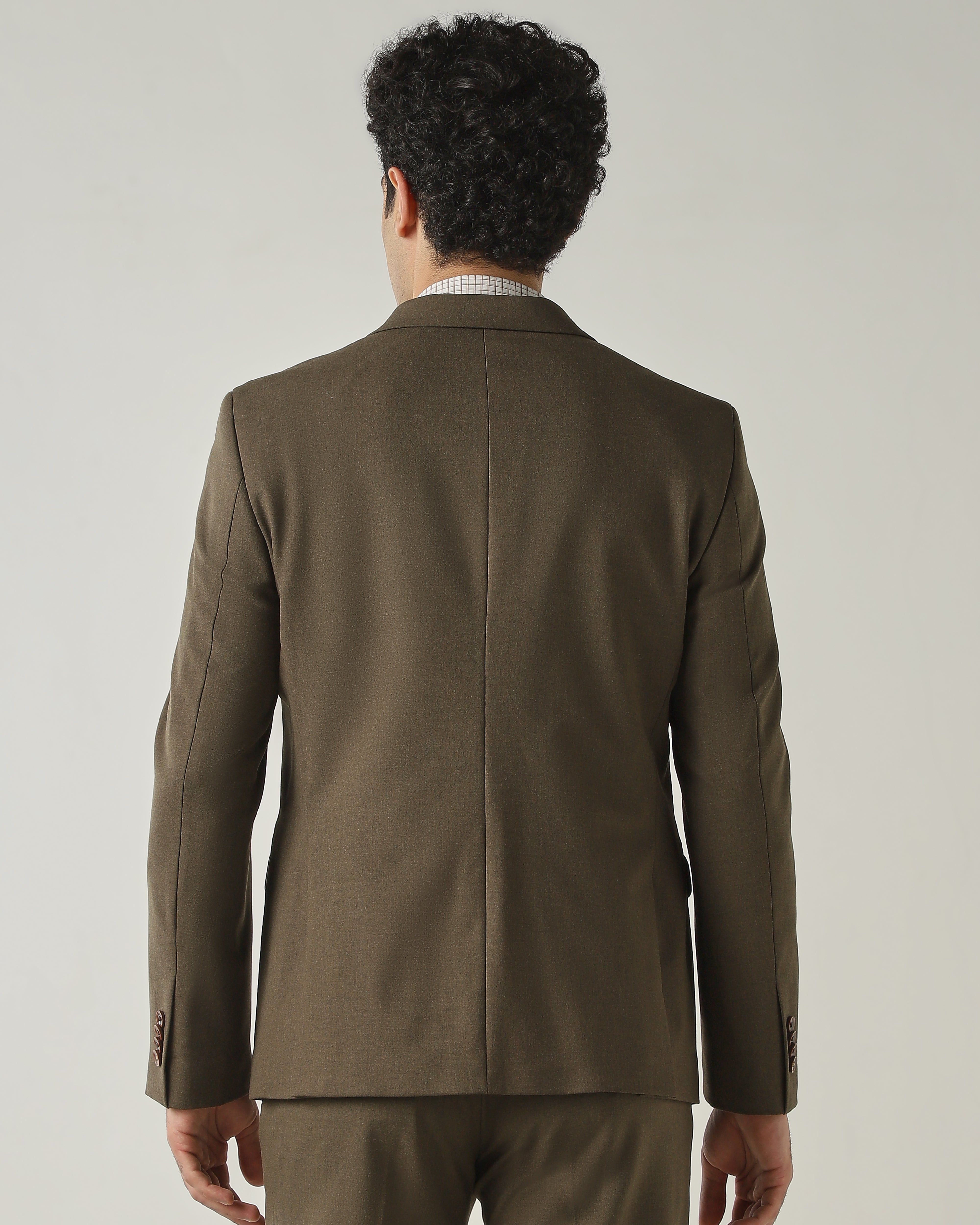 Blazer Khaki Tailor Fit Polyviscose