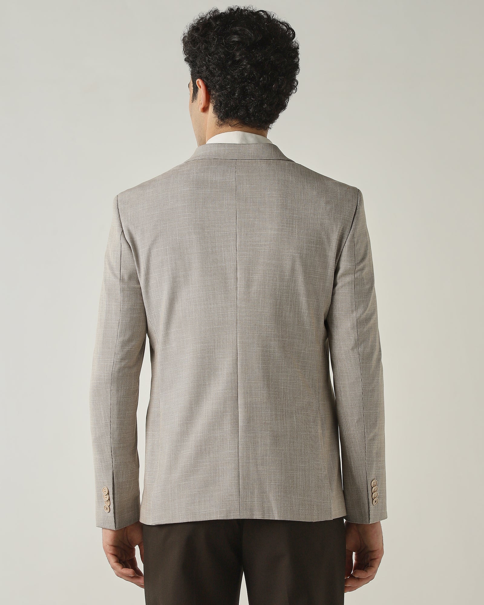 Blazer Brown Slim Fit Polyviscose
