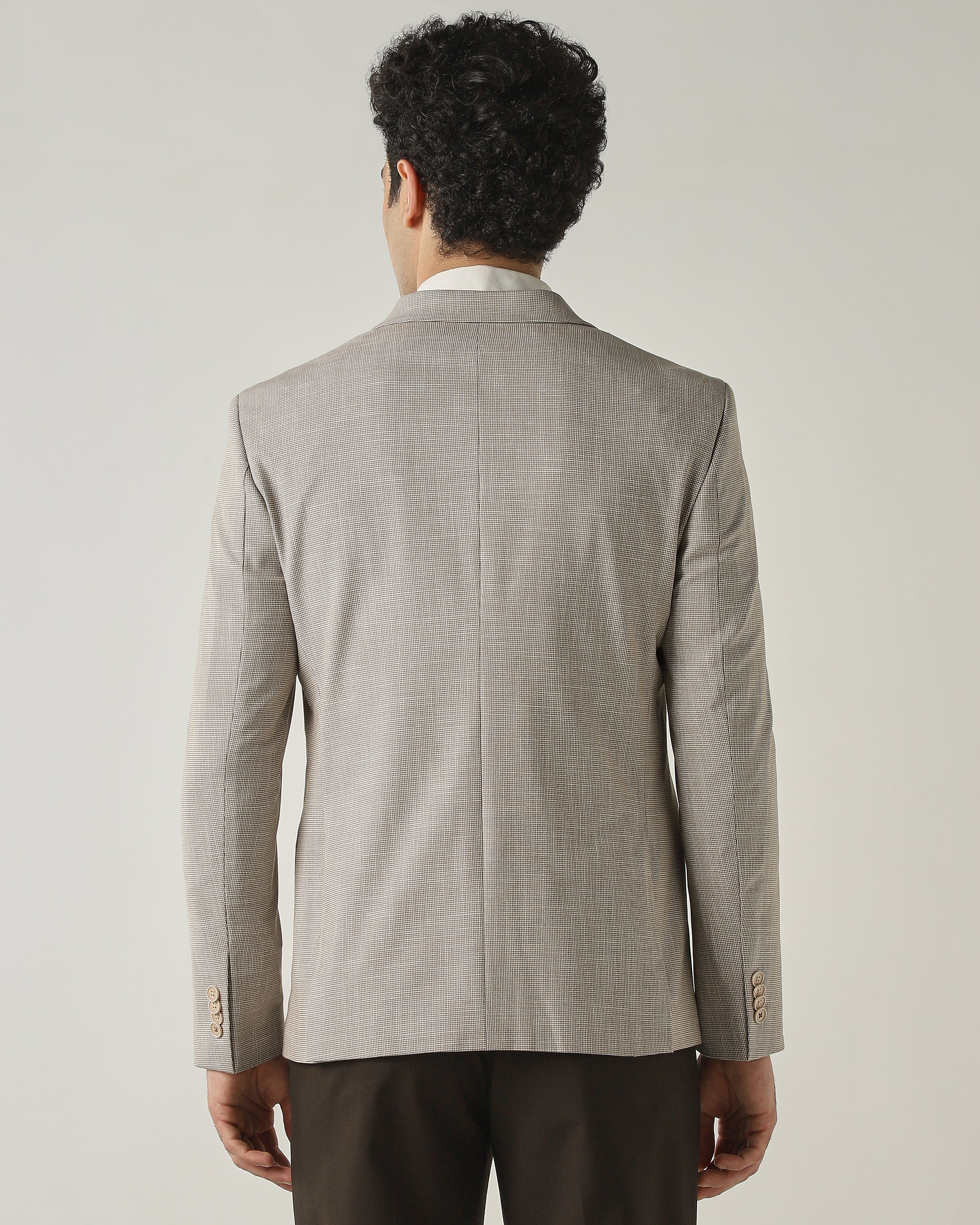 Blazer Brown Slim Fit Polyviscose