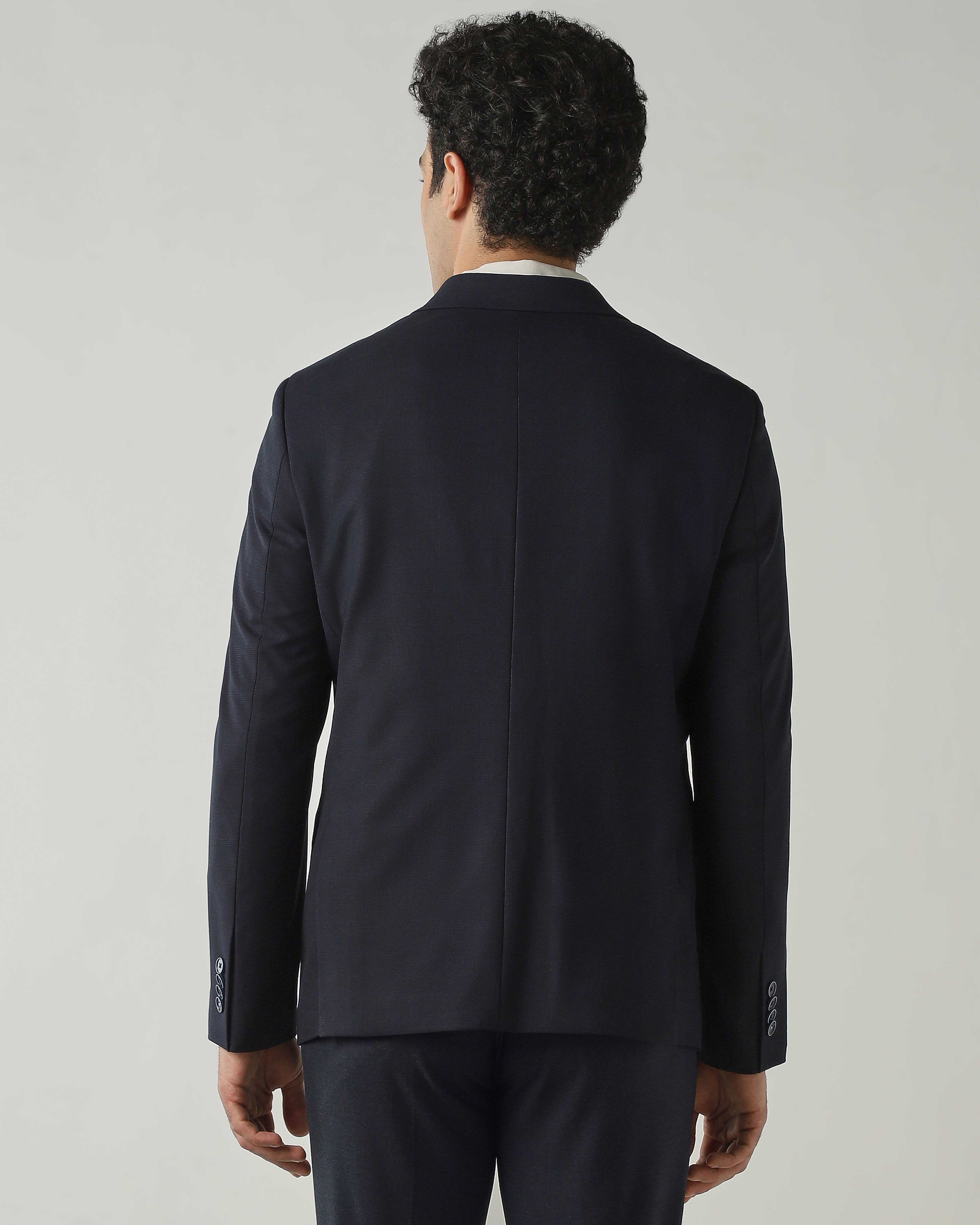 Blazer Navy Regular Fit Polyviscose