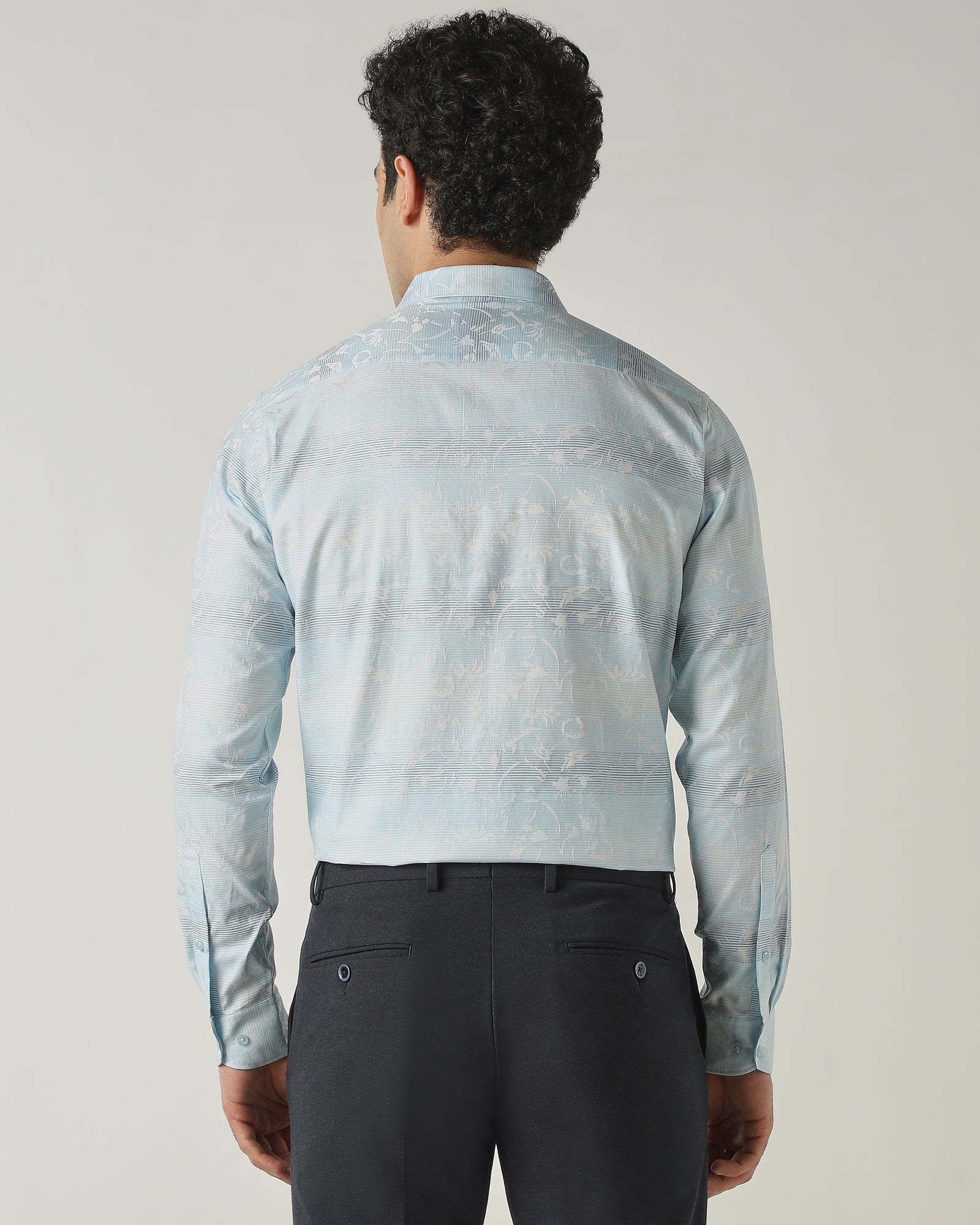 Shirt Sky Blue Slim Fit 100% Cotton