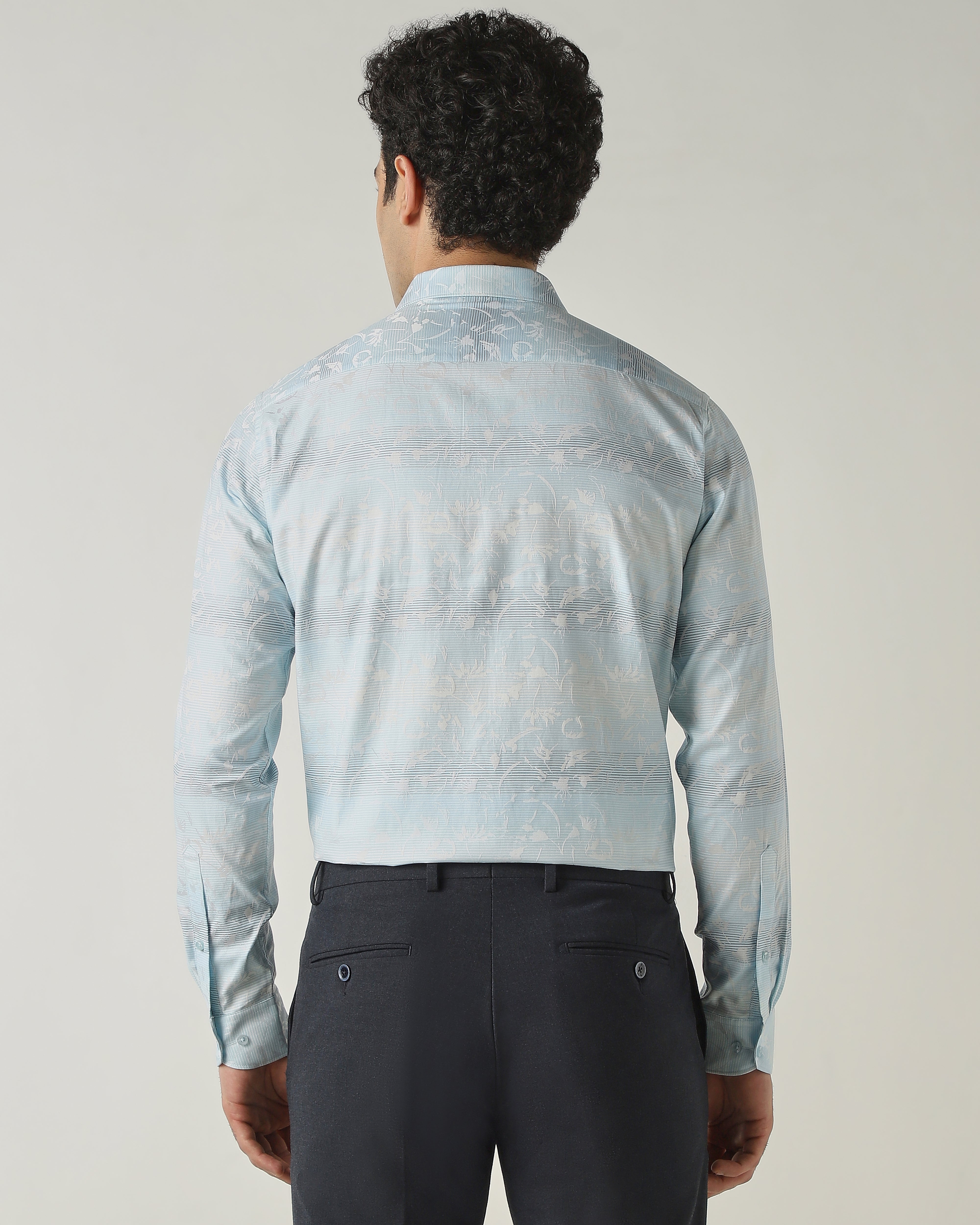 Shirt Sky Blue Slim Fit 100% Cotton