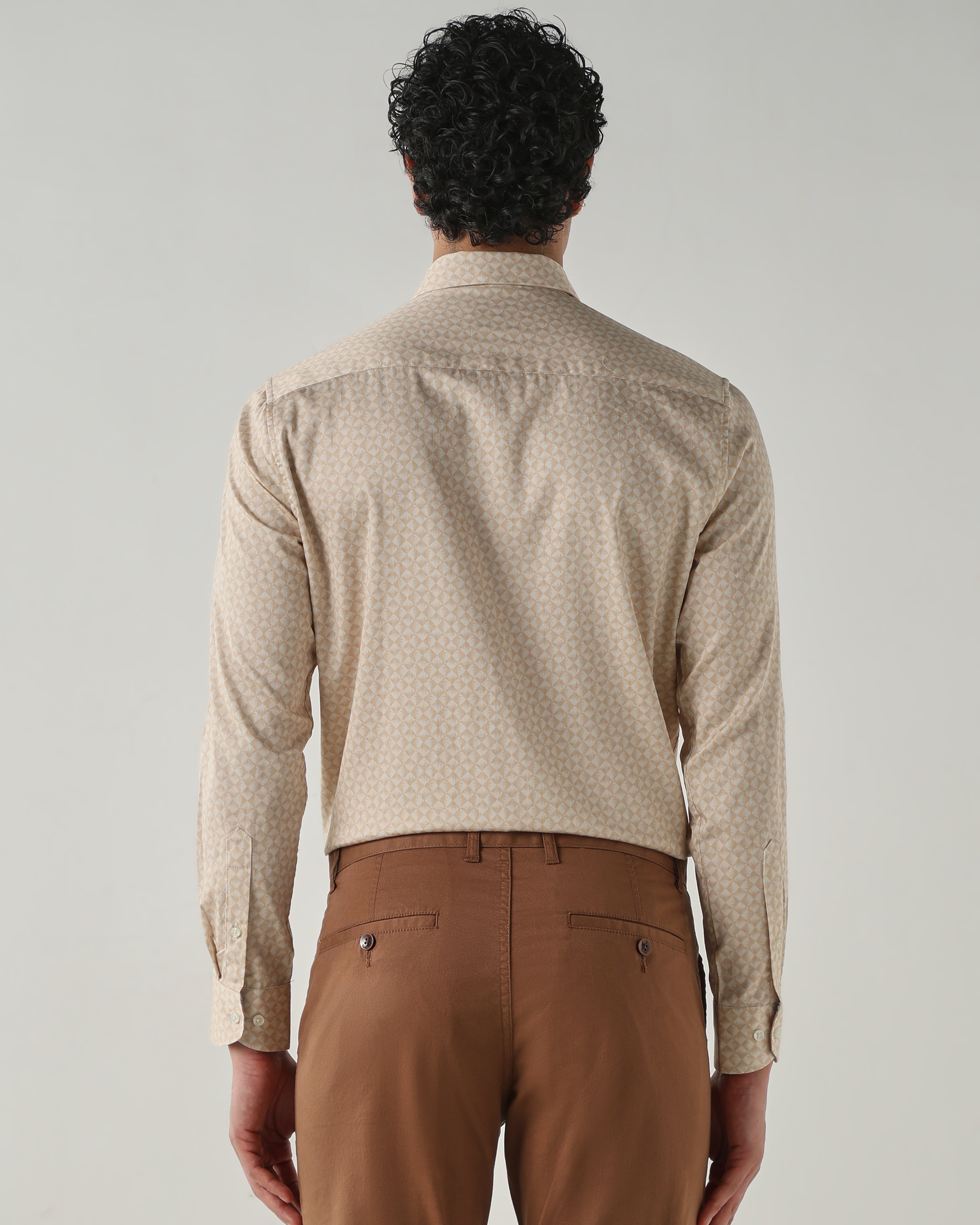 Men Slim Fit Shirts Cream