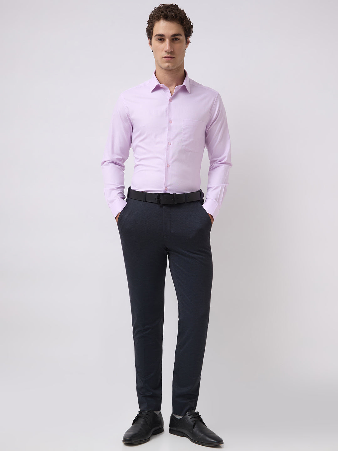 Men's Pure Cotton Solid Regular Fit Full Sleeve Formal Shirt - Pink