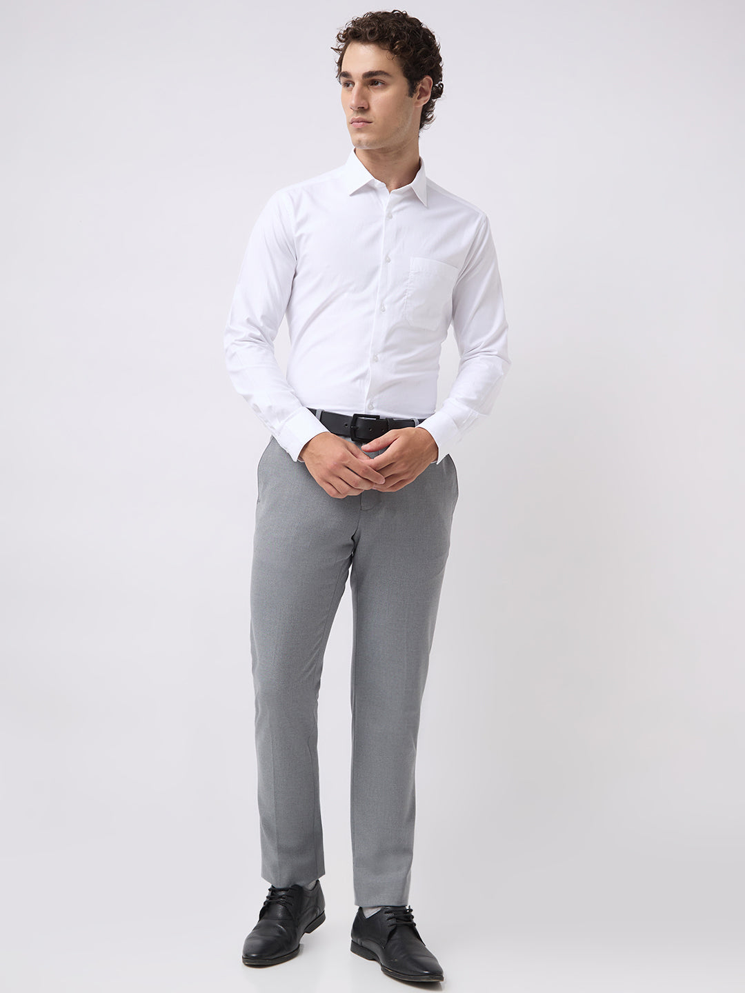 Men's Pure Cotton Solid Regular Fit Full Sleeve Formal Shirt - White