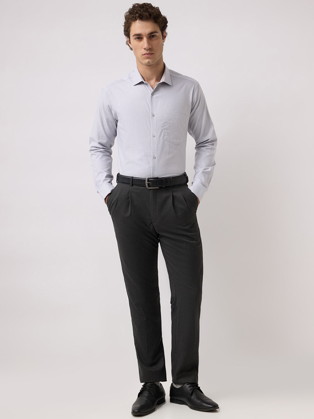 Men's Pure Cotton Dobby Solid Regular Fit Full Sleeve Formal Shirt - Green