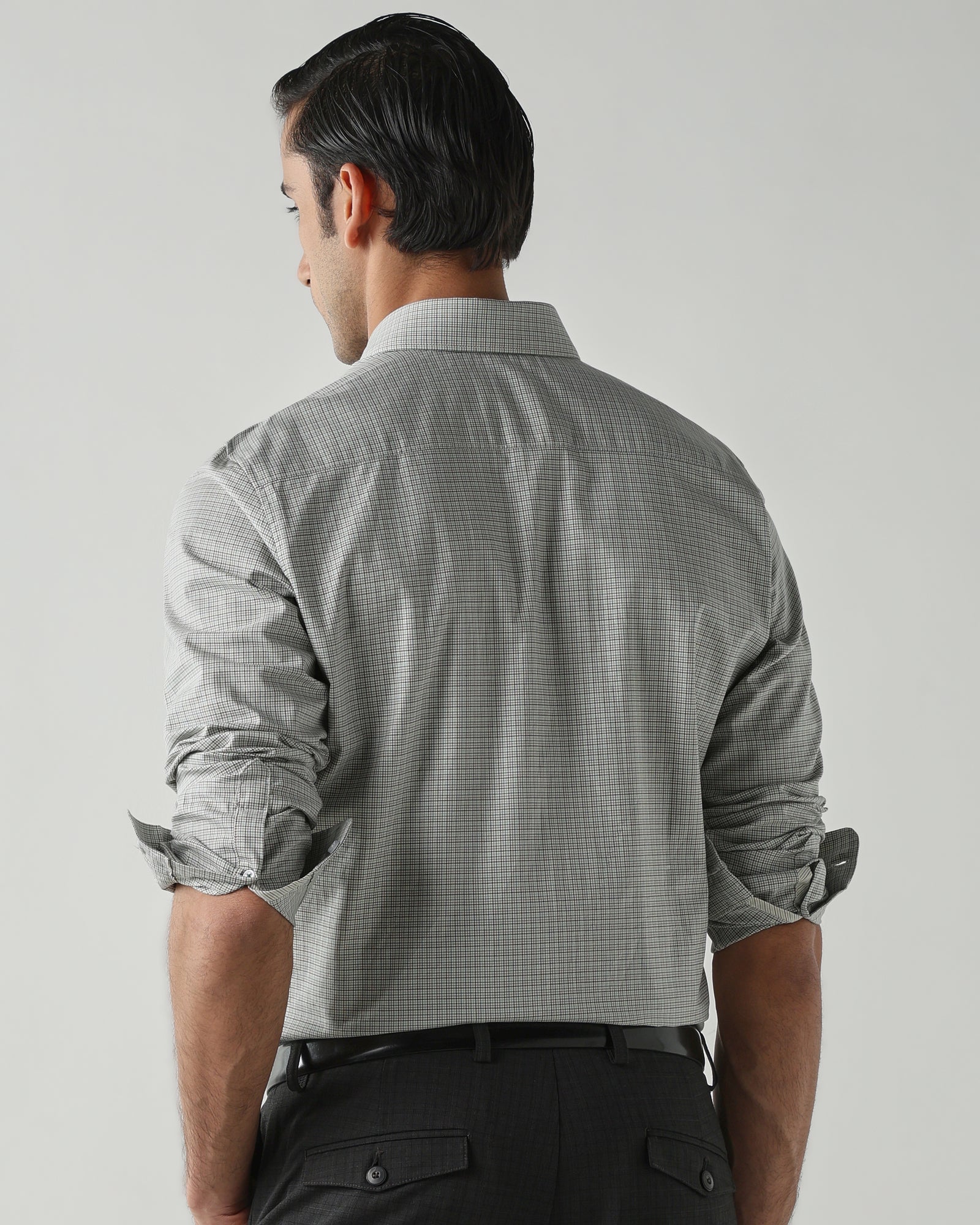 Green/Black Pure Cotton Shirts for Men | Slim Fit Luxury Wear