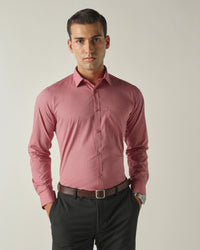 Men's Pure Cotton Fil-A-Fil Slim Fit Full Sleeve Formal Shirt - Red