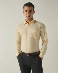 Men's Pure Cotton Fil-A-Fil Slim Fit Full Sleeve Formal Shirt - Yellow