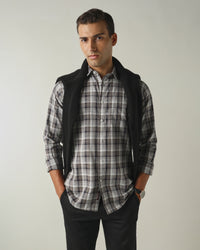 Men's Pure Cotton Checks Slim Fit Full Sleeve Casual Shirt - Beige