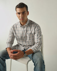 Men's Pure Cotton Checks Slim Fit Full Sleeve Casual Shirt - White