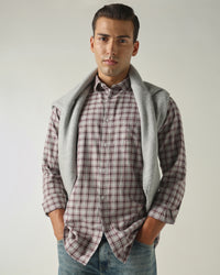 Men's Pure Cotton Checks Slim Fit Full Sleeve Casual Shirt - Maroon