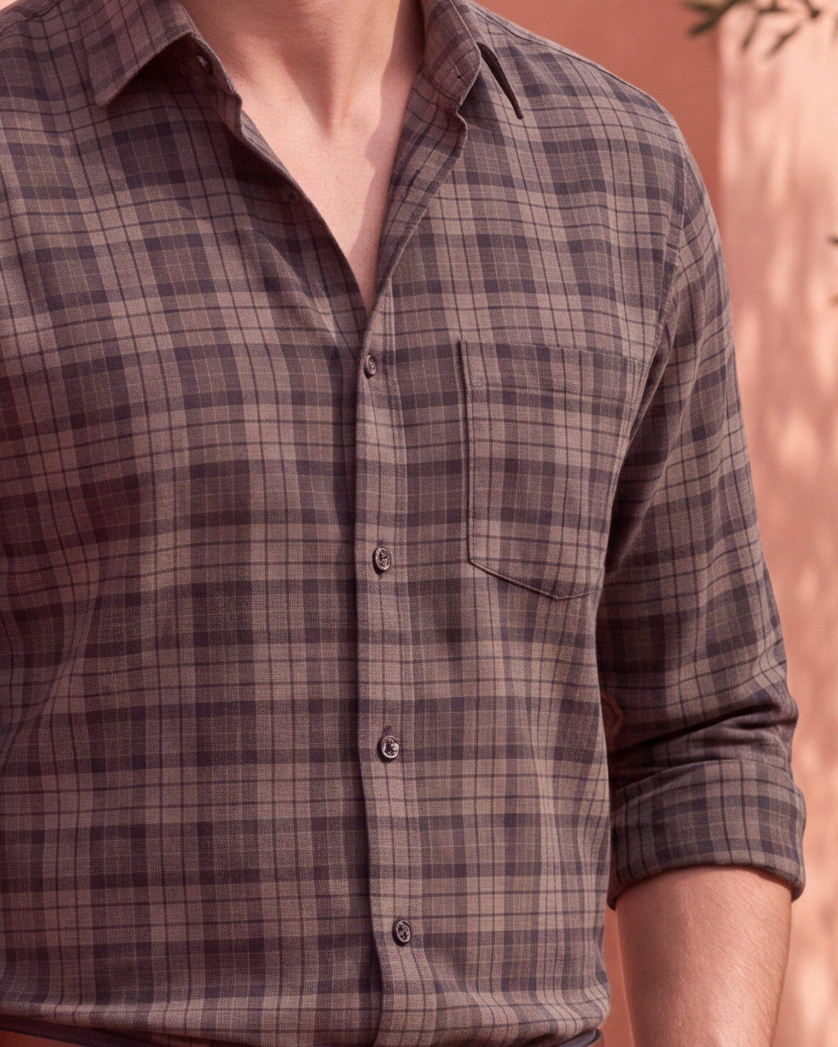 Men's Pure Cotton Checks Slim Fit Full Sleeve Casual Shirt - Green