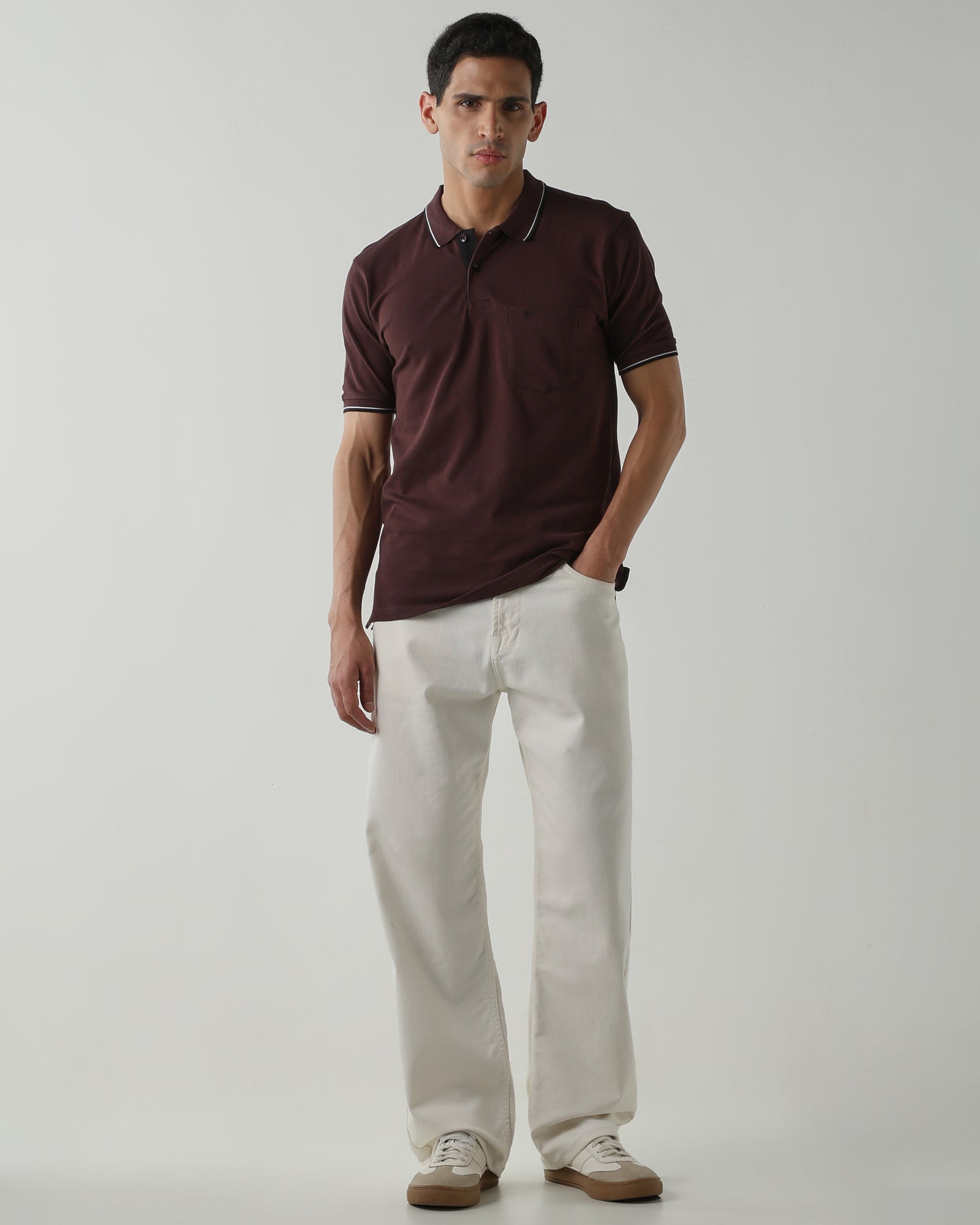 Topwear Premium Pique Knit Fabric T-Shirts – Coffee