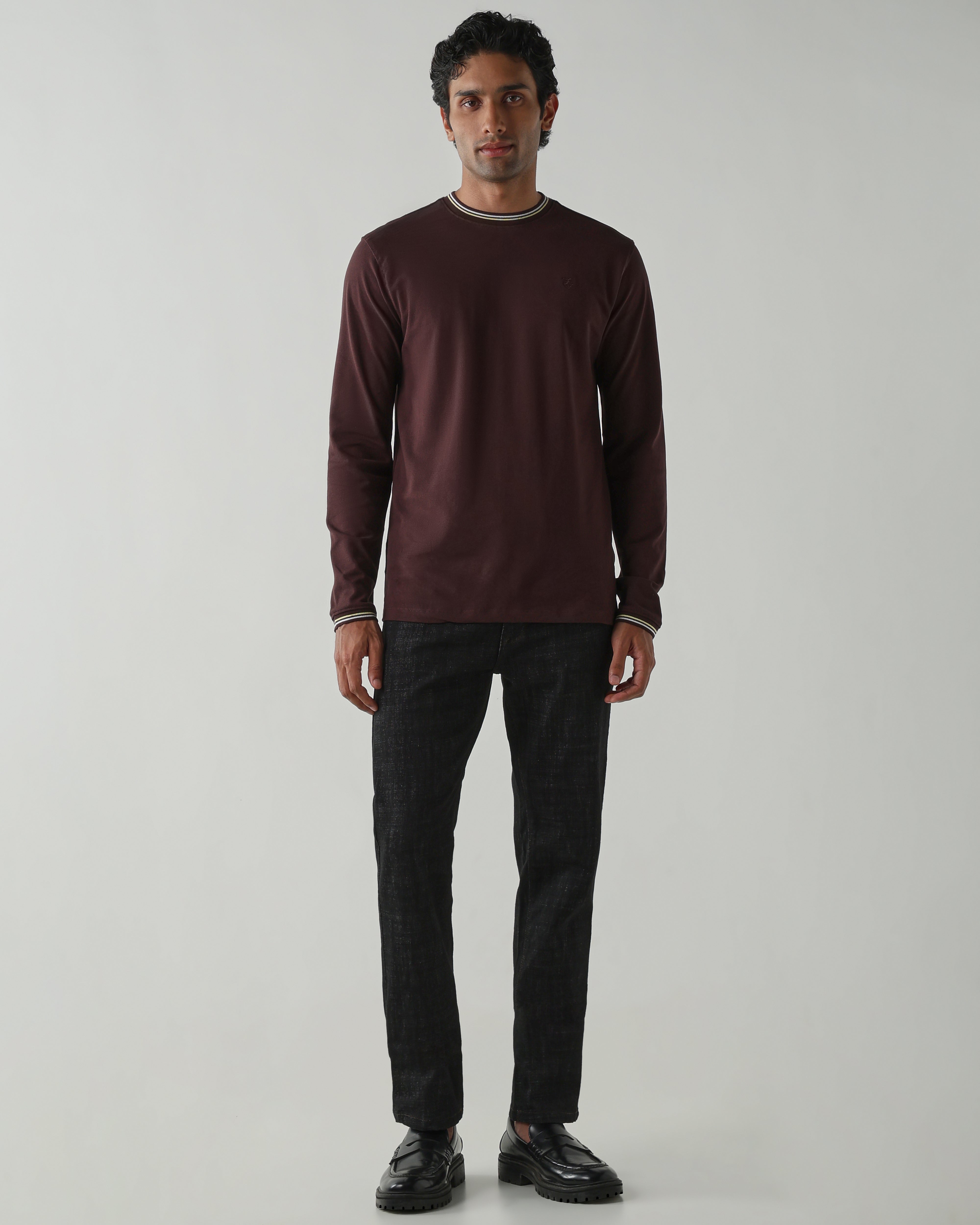 Topwear Premium Pique Knit Fabric T-Shirts – Coffee
