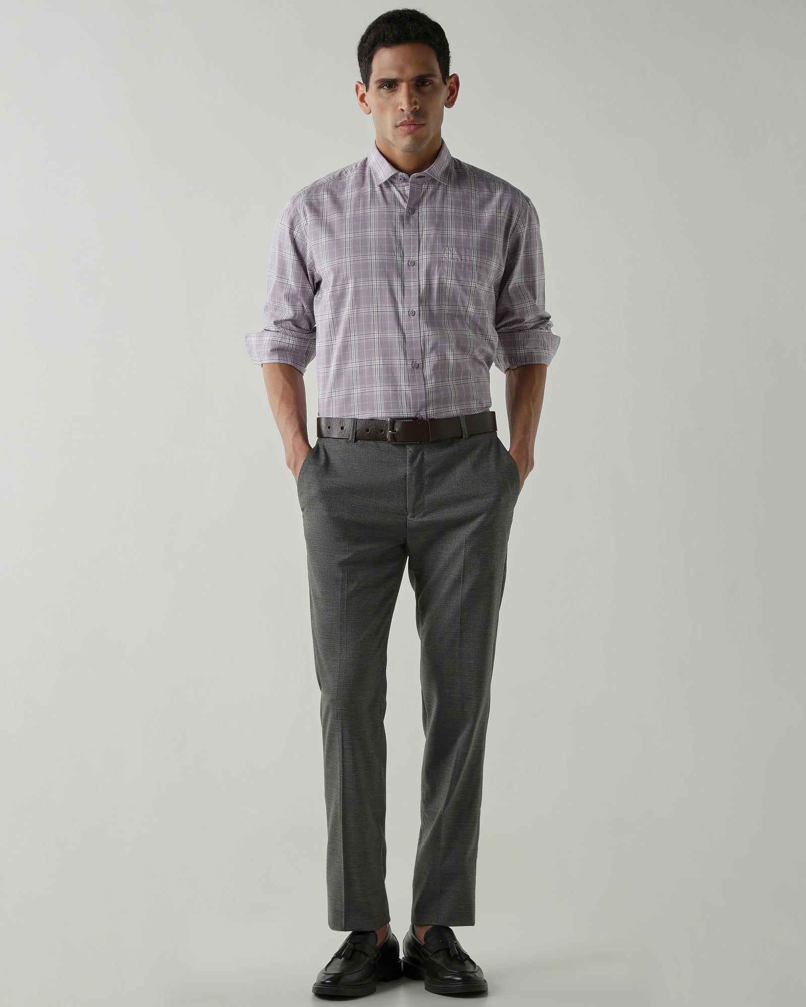 Lilac Pure Cotton Shirts for Men | Regular Fit Luxury Wear