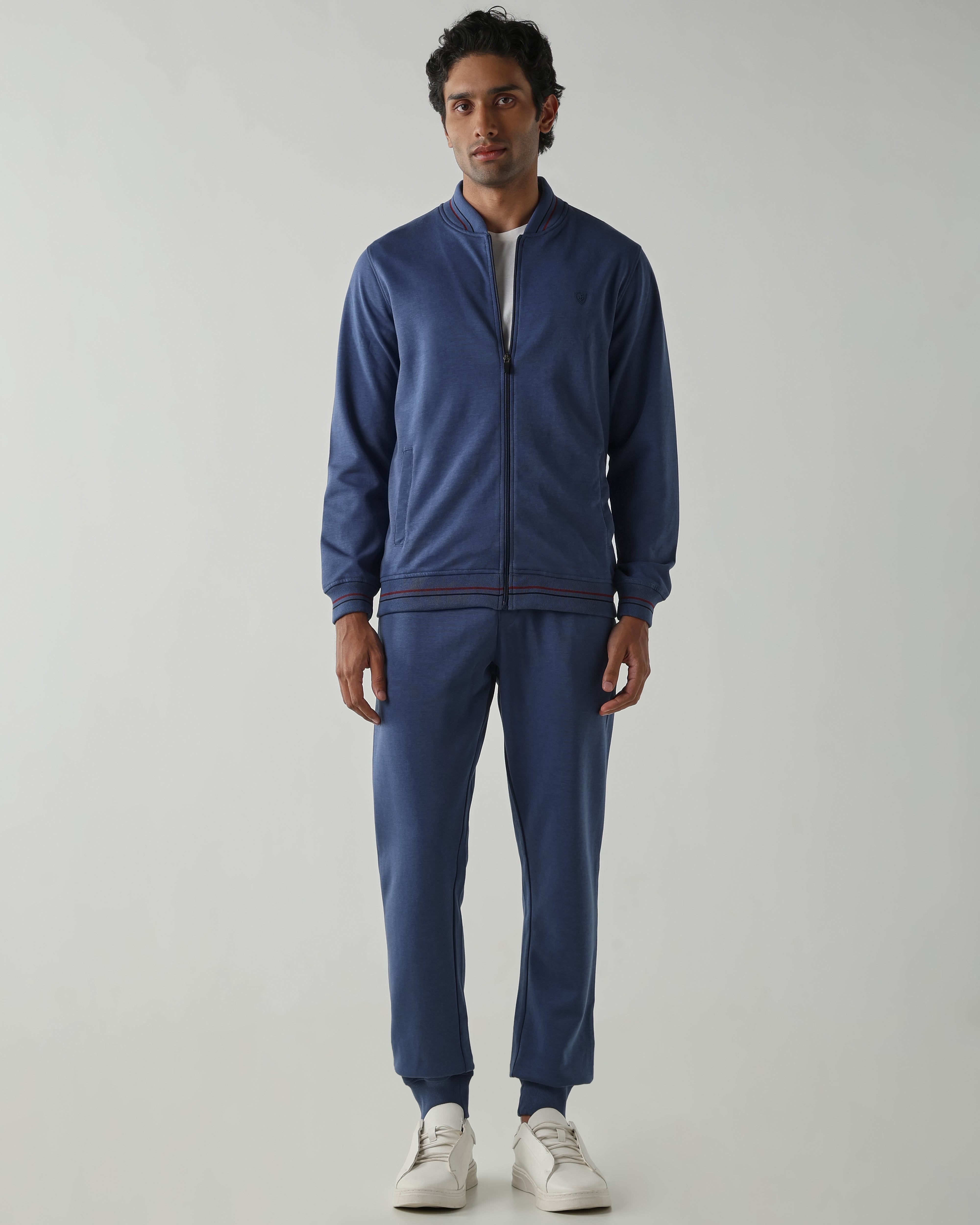 Rib at Waist and bottom Flat Front  Joggers – Ensign Blue