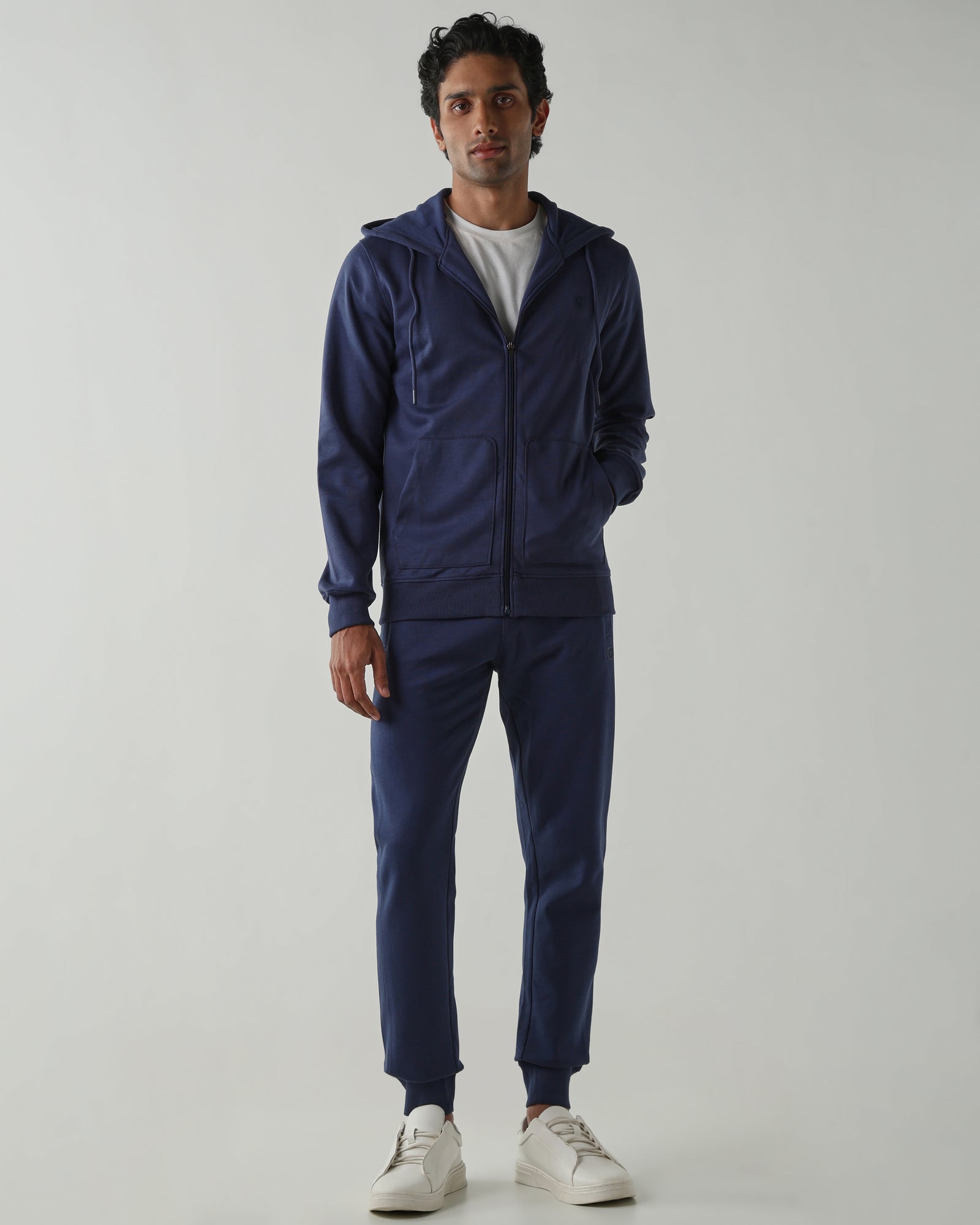 Rib at Waist and bottom Flat Front  Joggers – Insignia Blue