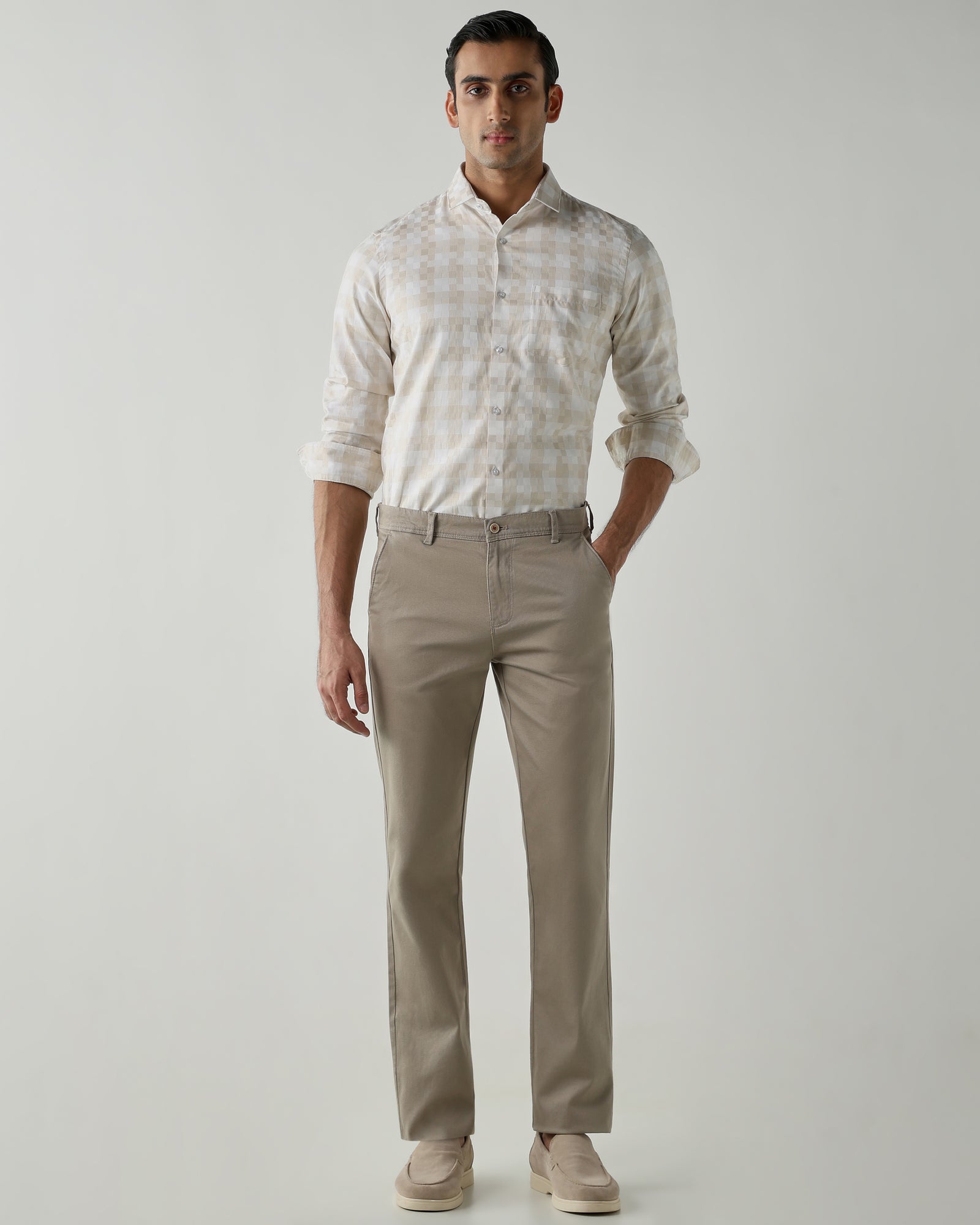 White/Fawn shirts crafted in 100% cotton