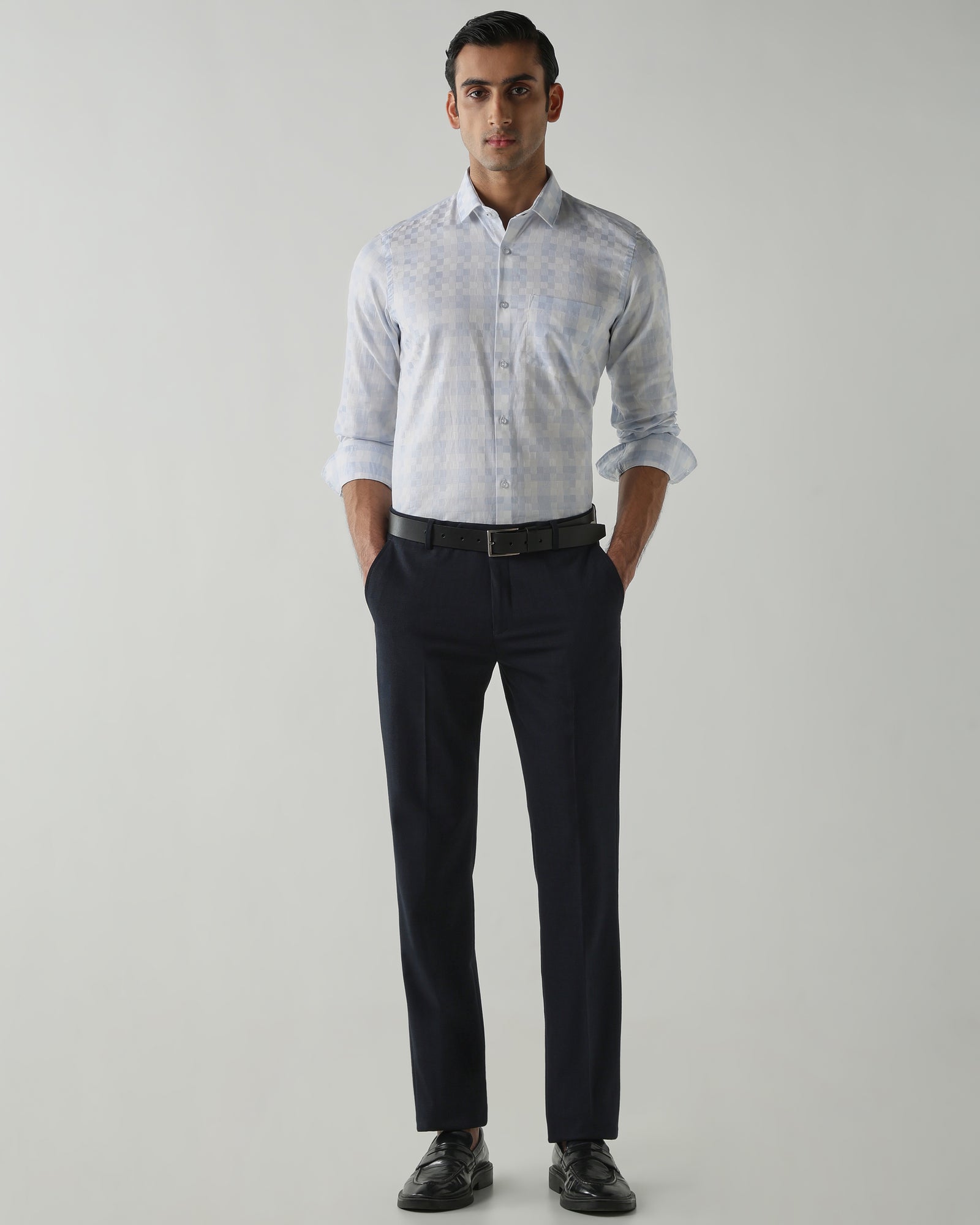 White/Sky Blue shirts crafted in 100% cotton,