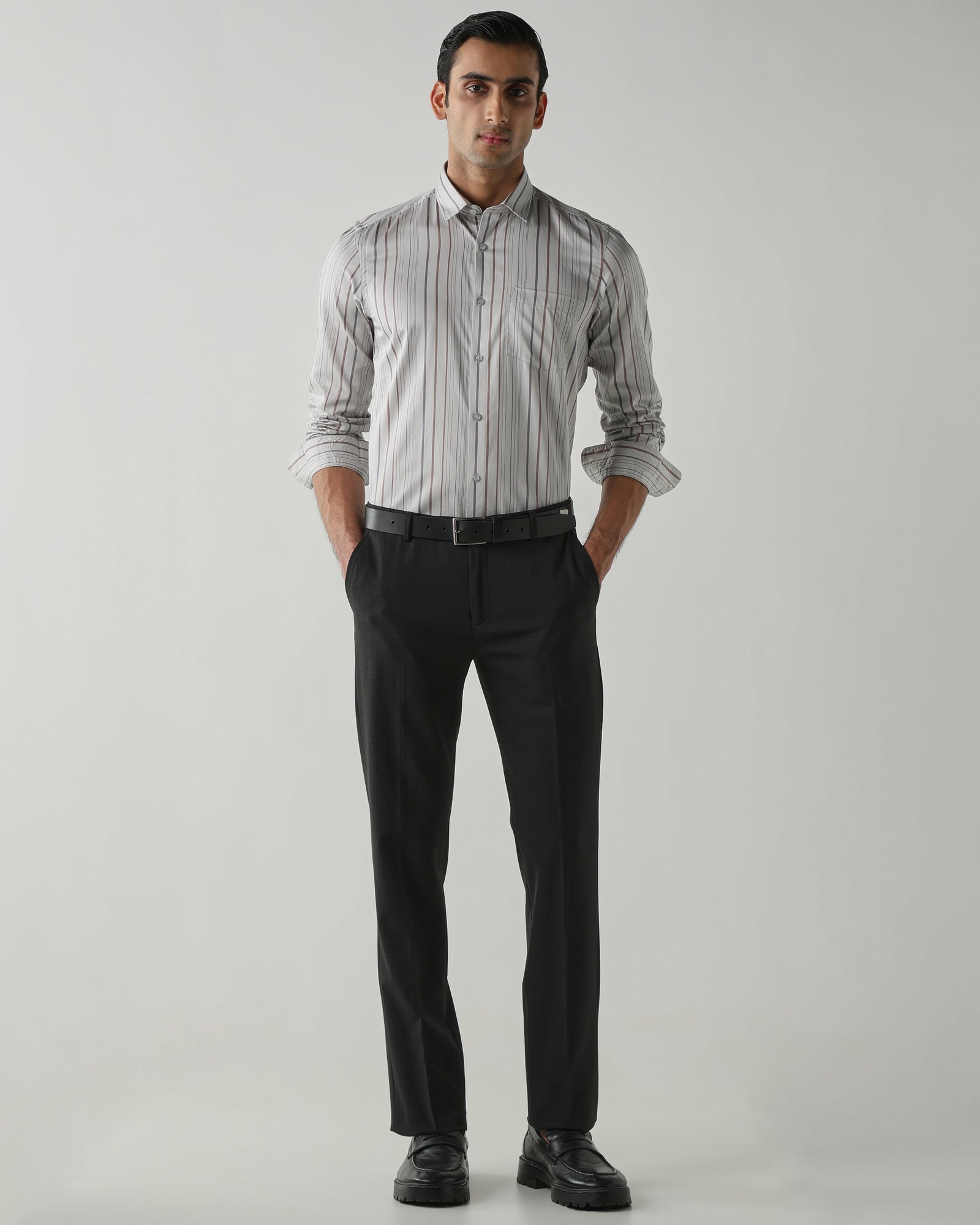Grey/Brown shirts crafted in 100% cotton