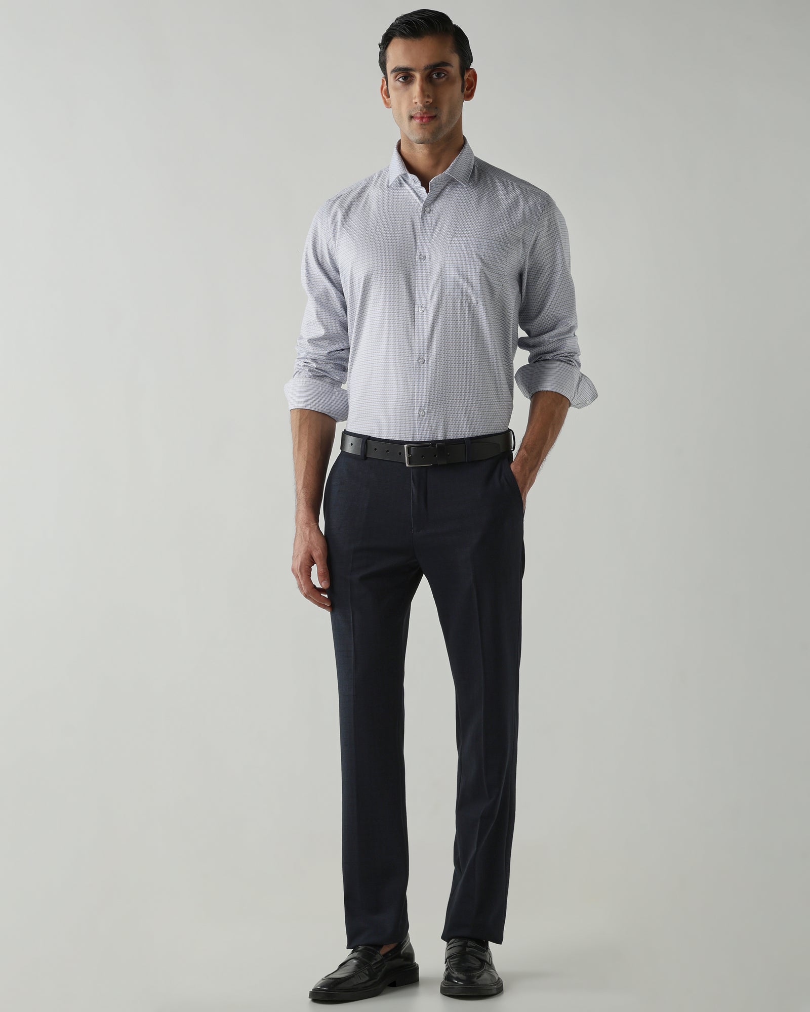 Grey/Sky Blue shirts crafted in 100% cotton