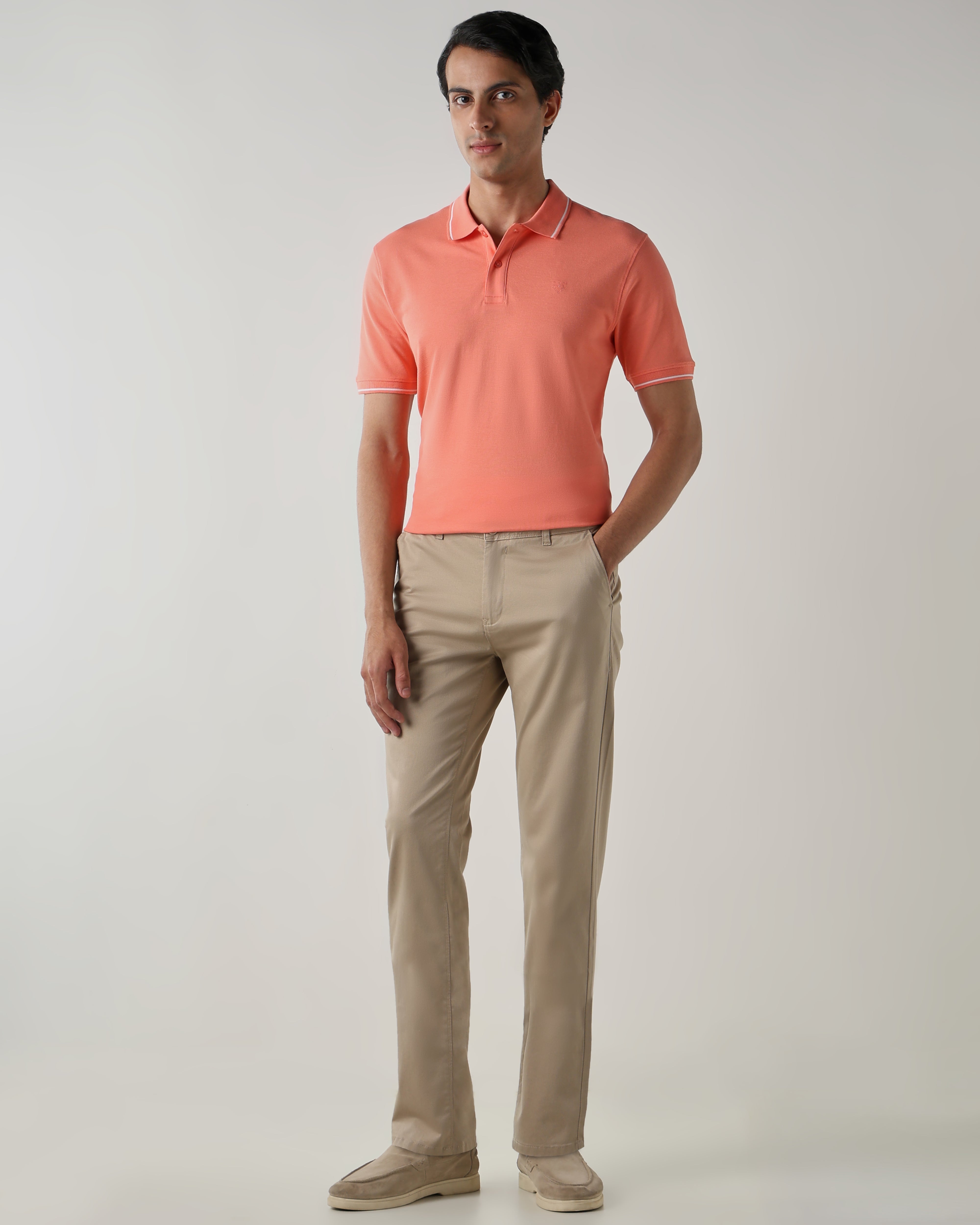 Men Regular Fit T-Shirt Peach Pink