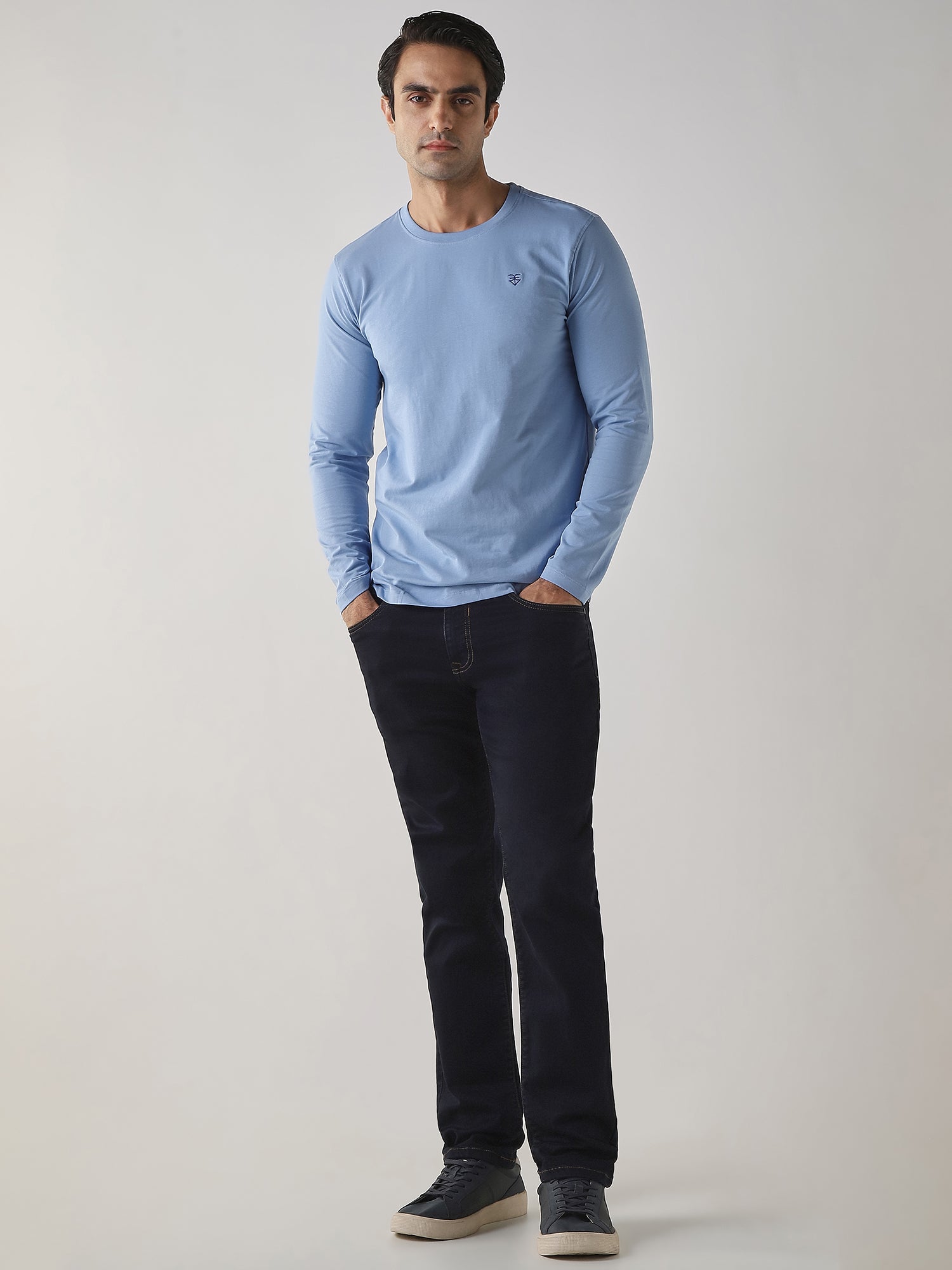 Air force Solid Cotton Lycra Slim Fit Formal Full Sleeve Shirt