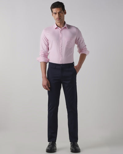 Navy Cotton Stretch Regular Fit Trouser