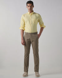 Khaki Cotton Stretch Regular Fit Trouser