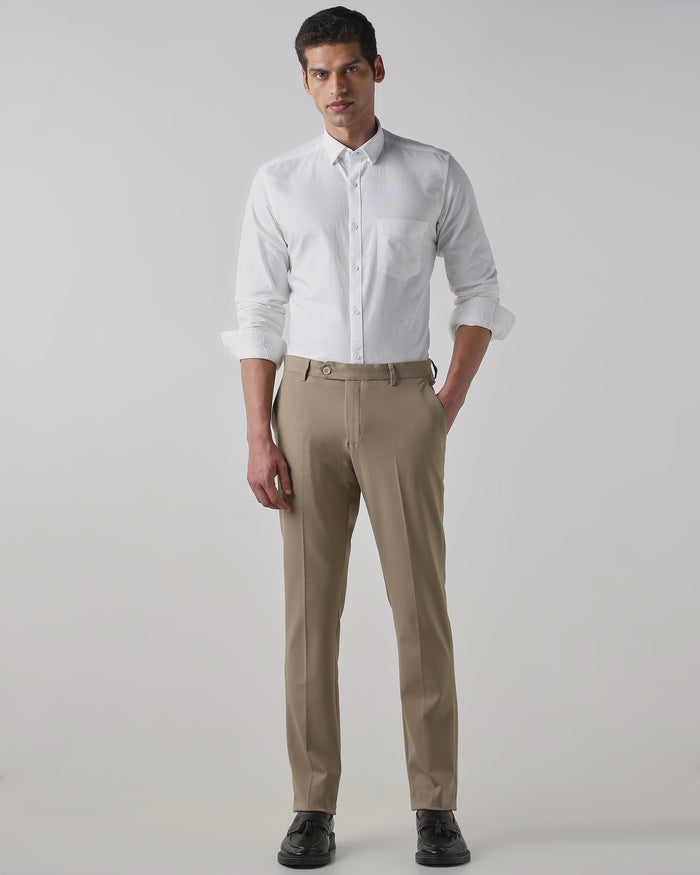 Beige  Regular Fit Trouser