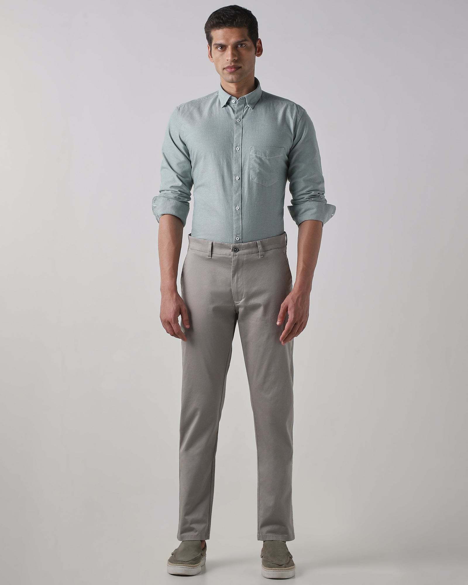 Olive 100% Cotton Regular Fit Shirt