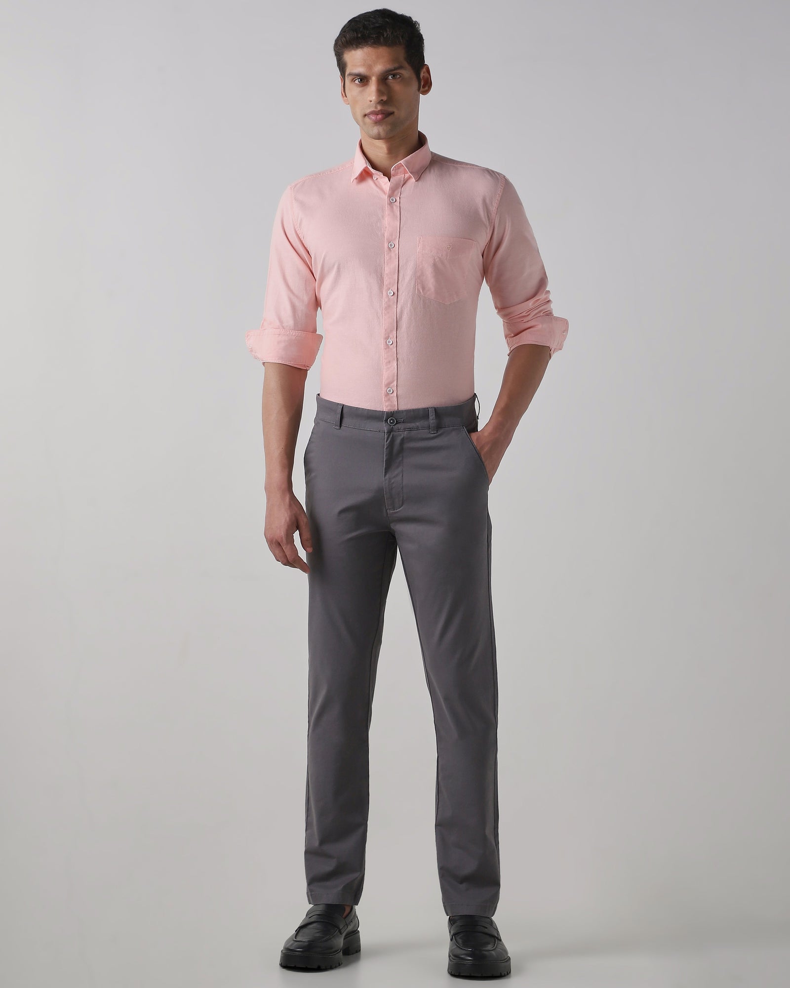 Peach 100% Cotton Regular Fit Shirt