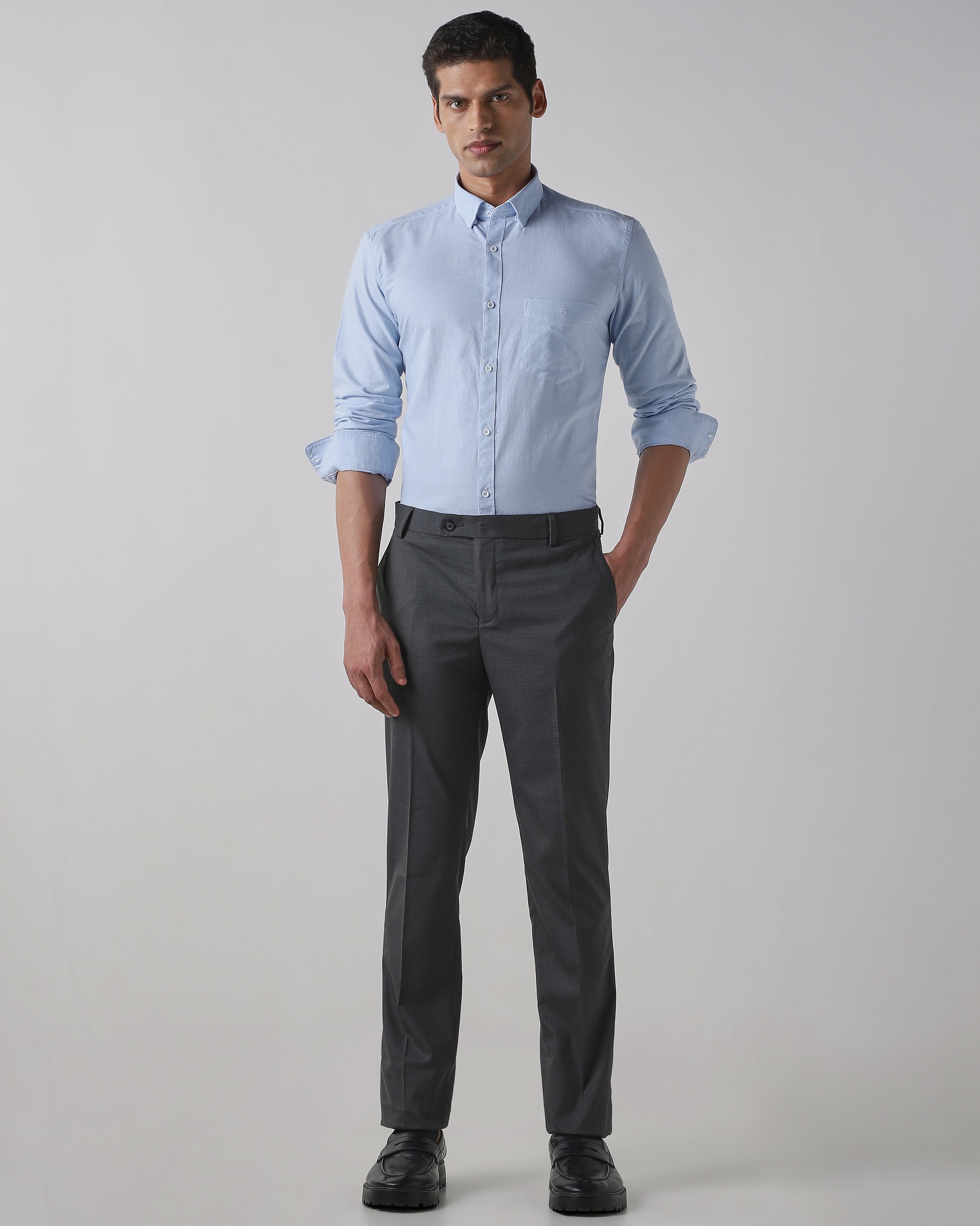 Sky Blue 100% Cotton Regular Fit Shirt